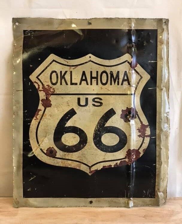 Route 66 OK Poster Advert Wall Plaque 42cm x 36cm Vintage Retro Tin Sign
