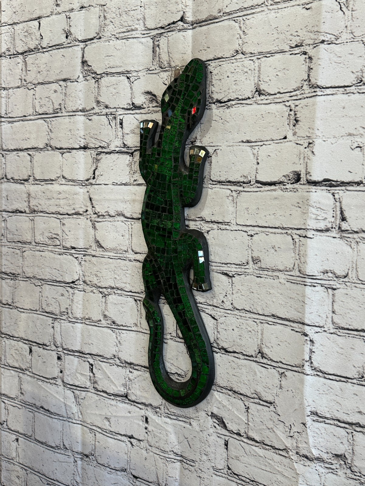50cm Gecko Green Mosaic Wall Hanging Wooden Ornaments Wood Carving