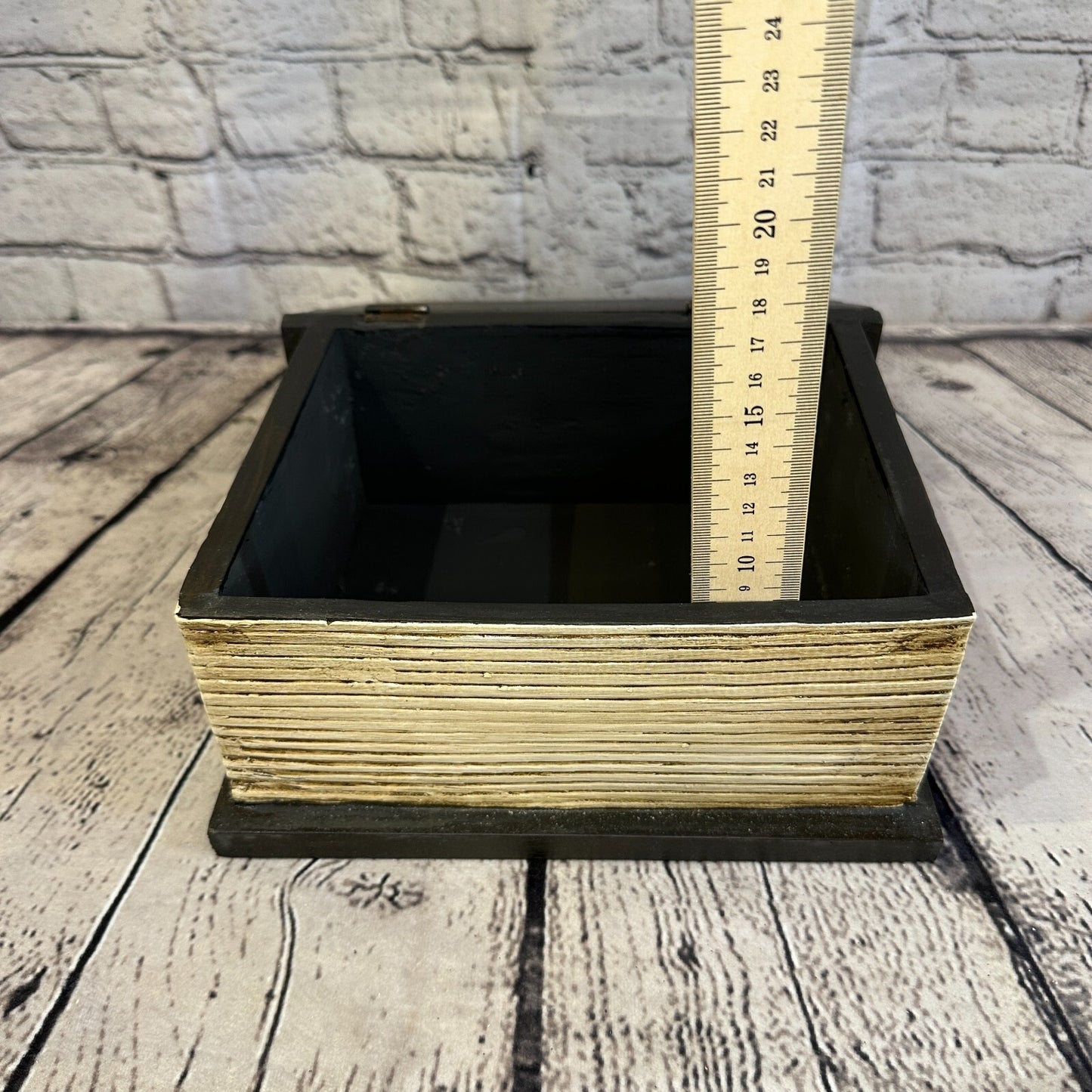 22cm x 17cm Book Wooden Gothic Pentagram Symbol Coffin Jewellery Trinket Box