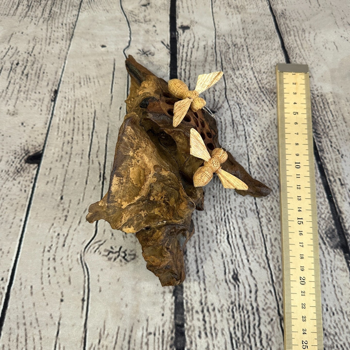 Bees Honeycomb Wall Art Mushroom Parasite Wood Ornament Natural Carving Wooden