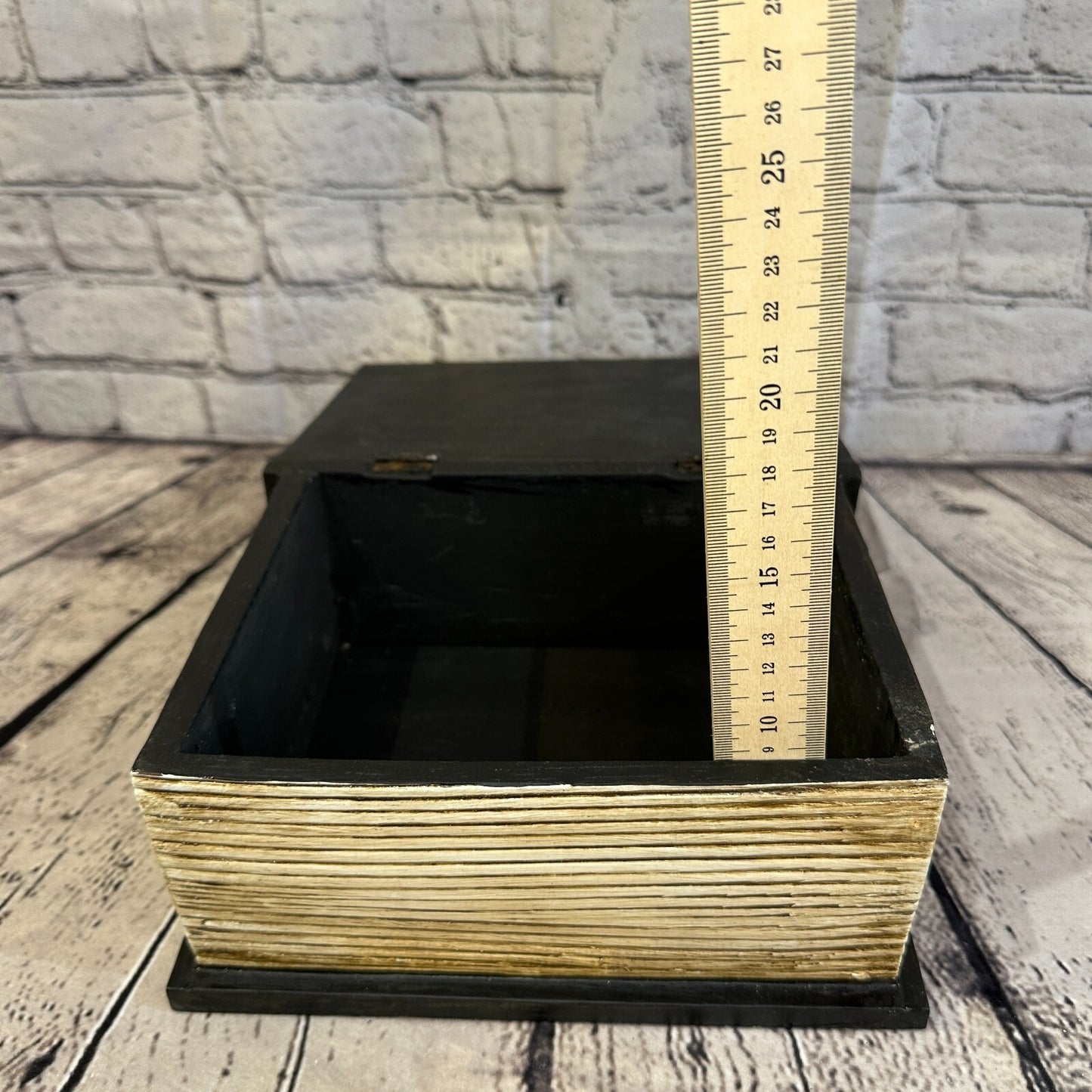 22cm x 17cm Book Wooden Gothic Skeleton Skull Coffin Jewellery Trinket Box