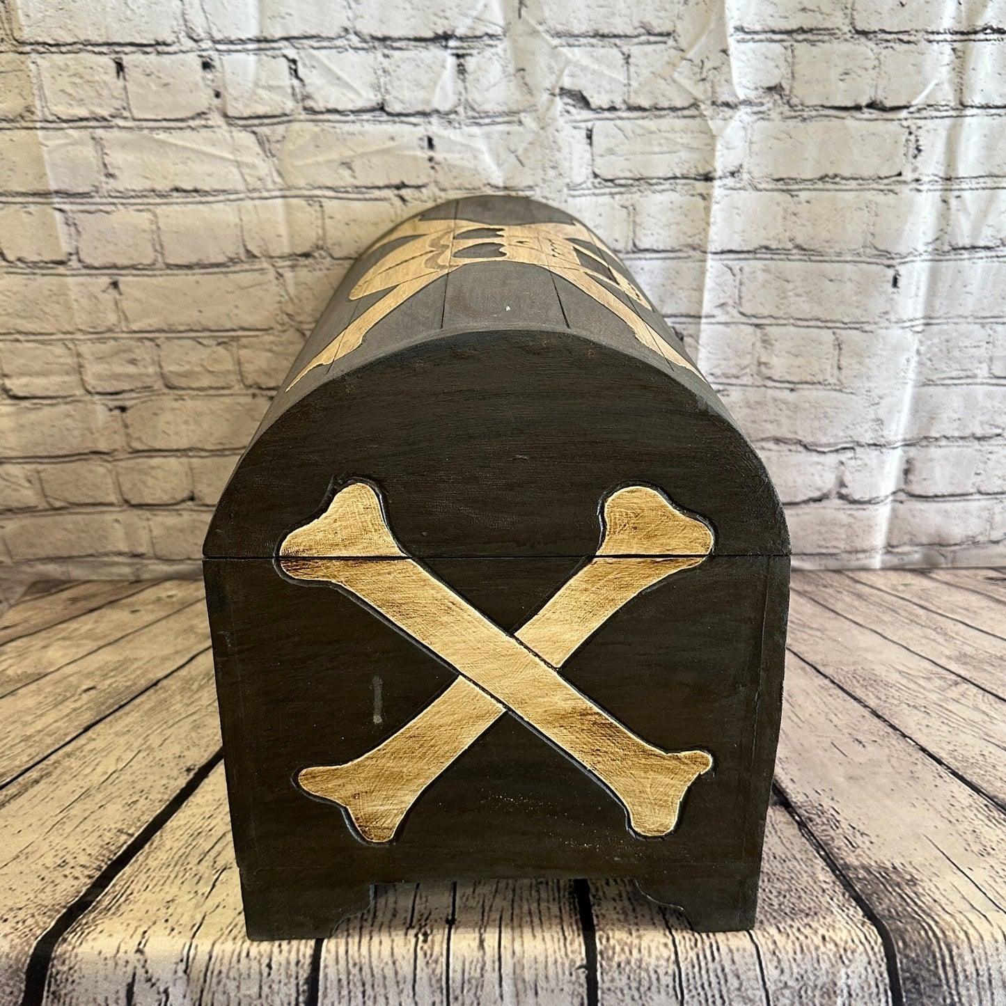 50cm x 35cm x 28cm Skull Bones Wood Box Wooden Chest Storage Craft Handles Lid