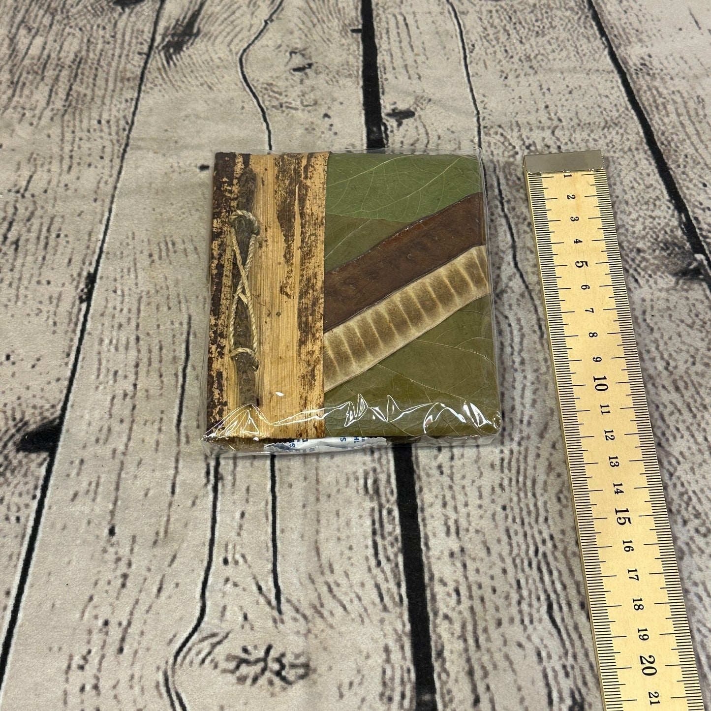 Natural Leaf Note Book 12cm x 10cm With Paper Made From Bamboo Pulp Design 4