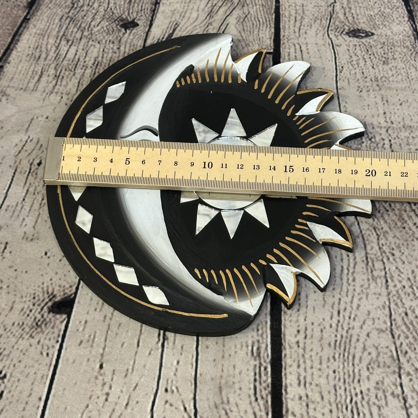 Black Half Moon Mosaic Tile Wall Mirror 20cm x 20cm 8 Inches Handmade Fairtrade