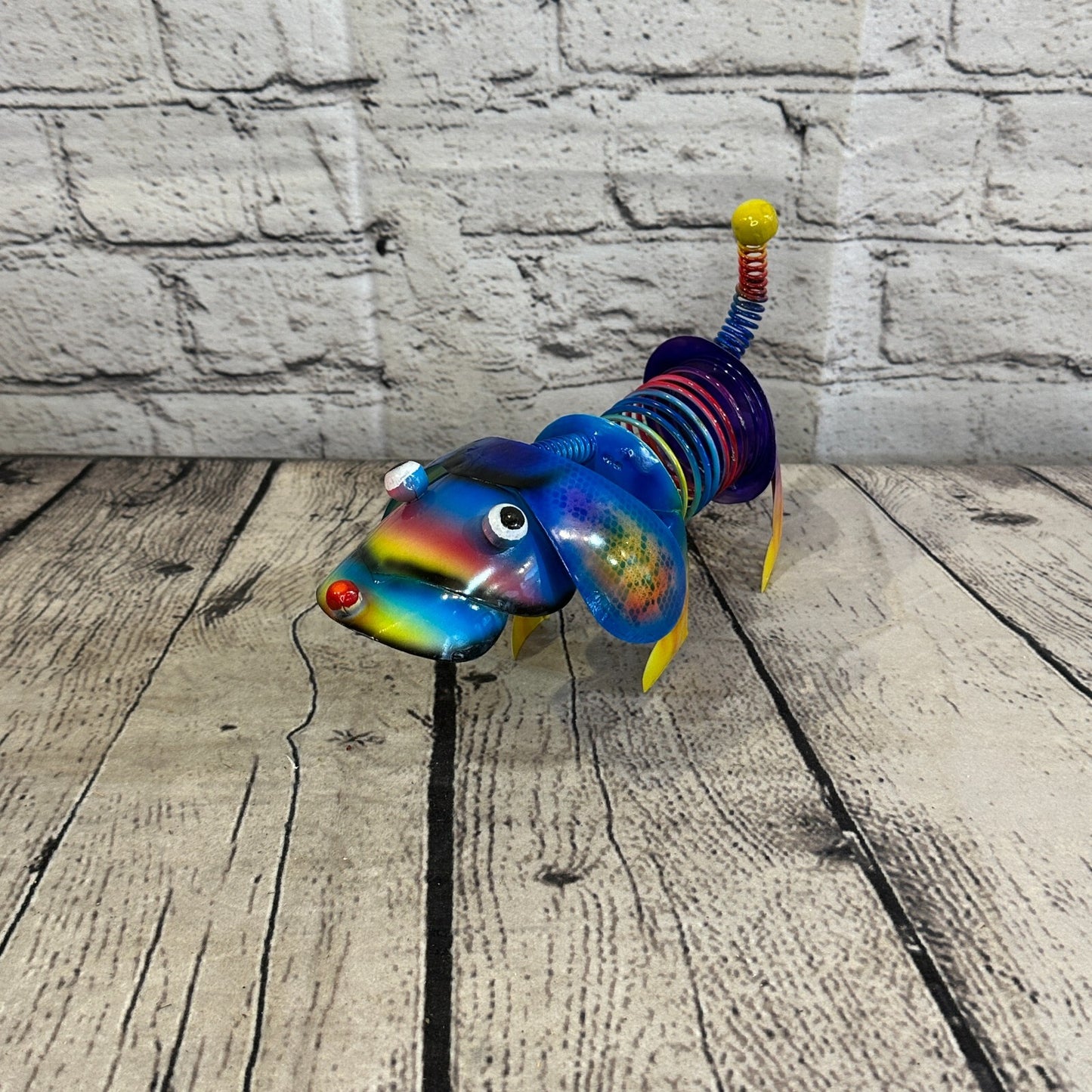20cm x 15cm Blue Bight Colour Spring Dog Cartoon Ornament Painted Statue