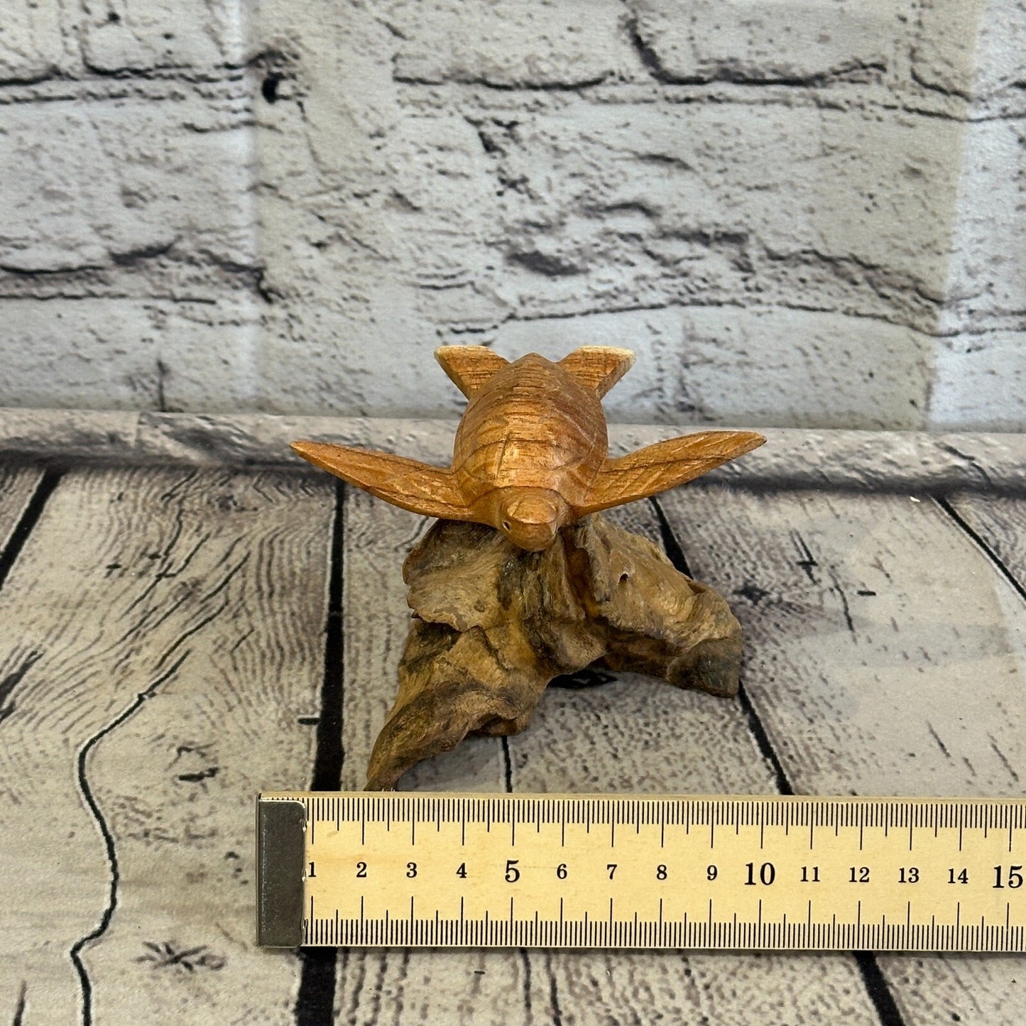 10cm Single Turtle Mushroom Parasite Ornament Natural Carving Fairtrade Wooden