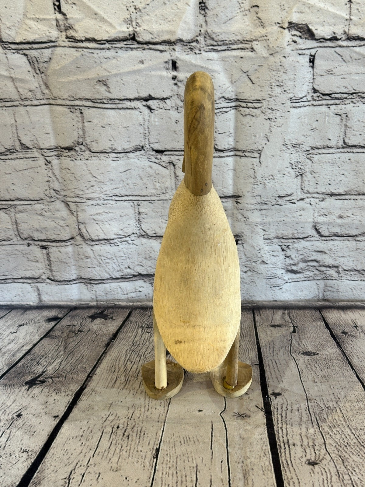 Swan Neck 30cm Tall Wooden Hairy Duckling Baby Duck Bamboo Root Fairtrade
