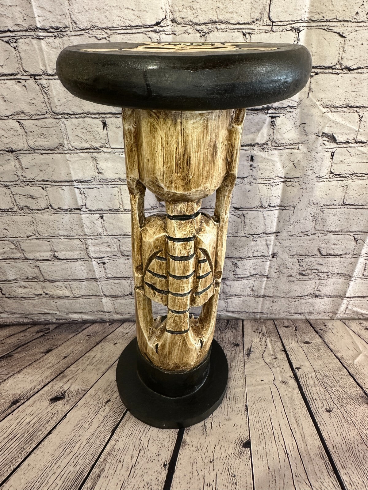 50cm Skeleton Wood Side Table Bone Skull Flower Stand Solid Wood Gothic New