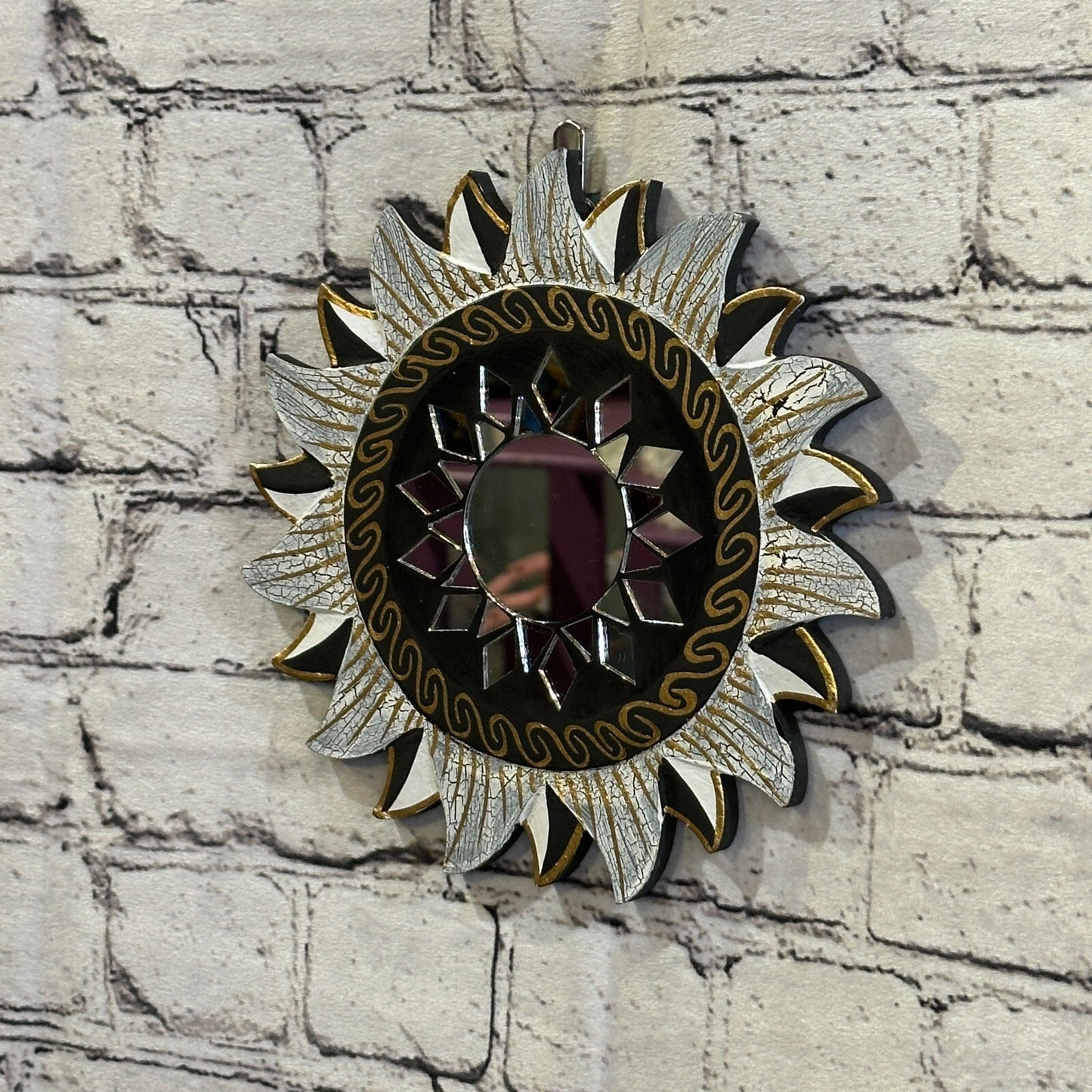 Black Star Mosaic Tile Wall Mirror 20cm x 20cm 8 Inches Handmade Fairtrade