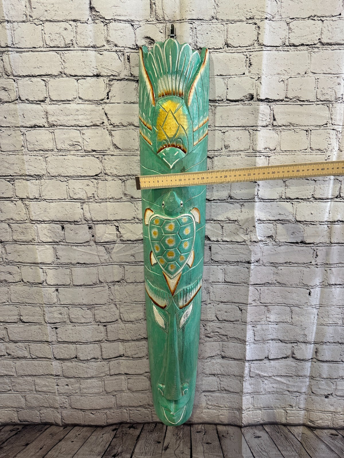 100cm Green Turtle Hand Carved Fair Trade Wooden Animal Wall Art Hang Mask