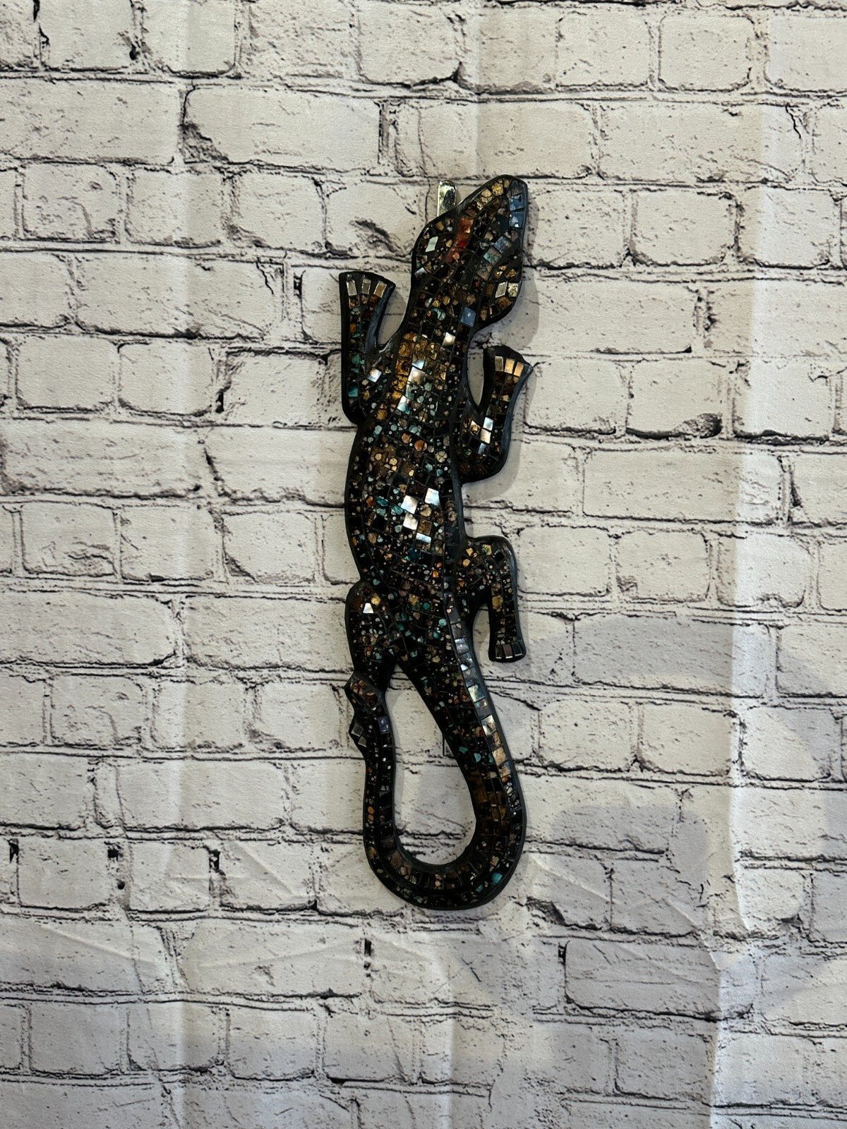 50cm Gecko Black Mosaic Wall Hanging Wooden Ornaments Wood Carving