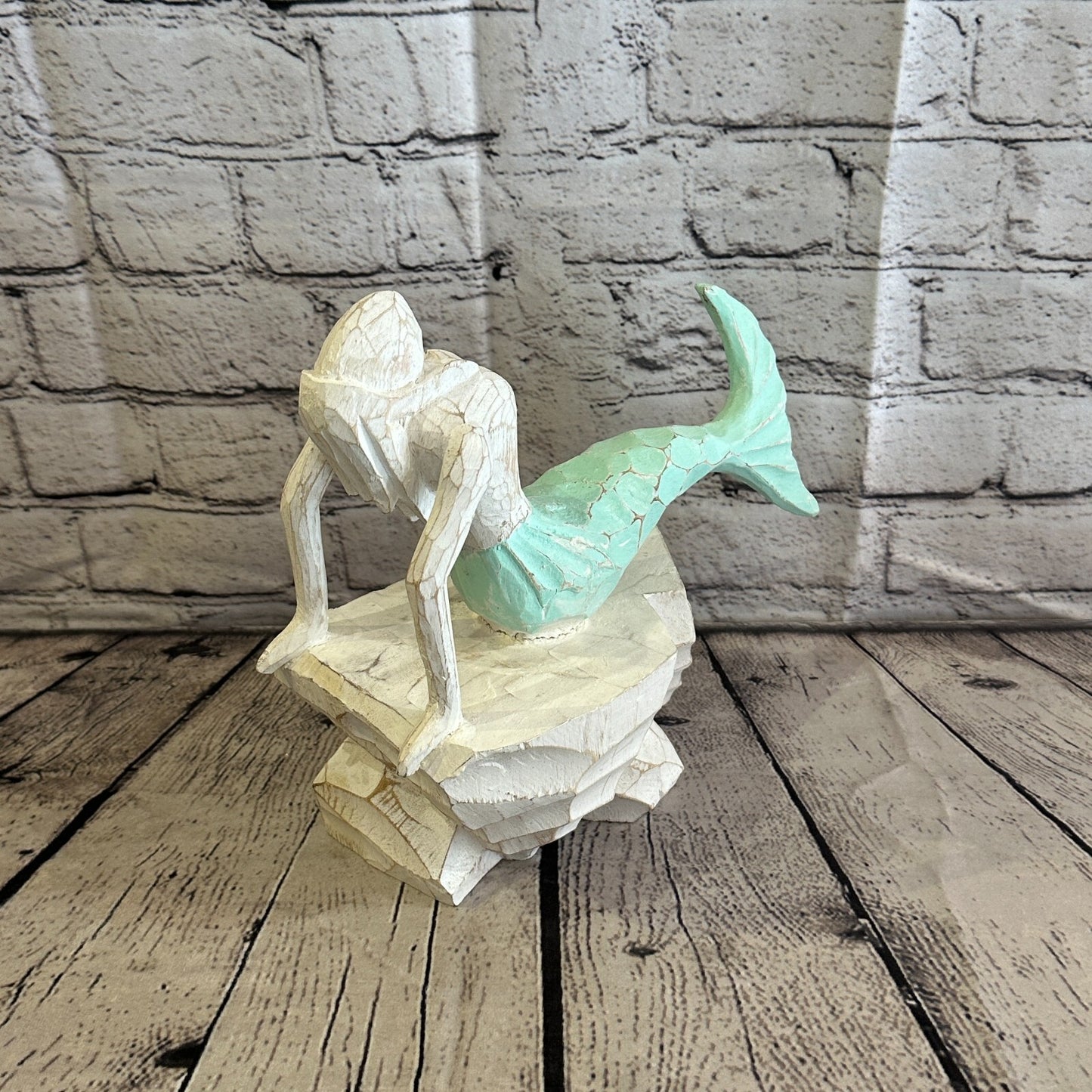 25cm Laying Back Wooden Mermaid Wall Decor Nautical Wood Mermaid Wall Sculpture