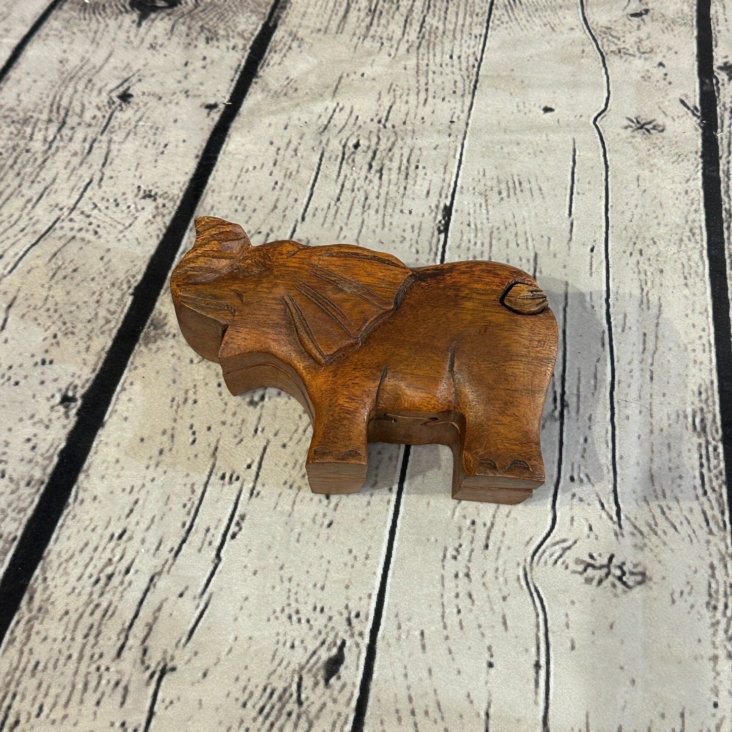 Carved Elephant 4 Bit Wooden Puzzle Box Secret Box Magic Trinket Handmade