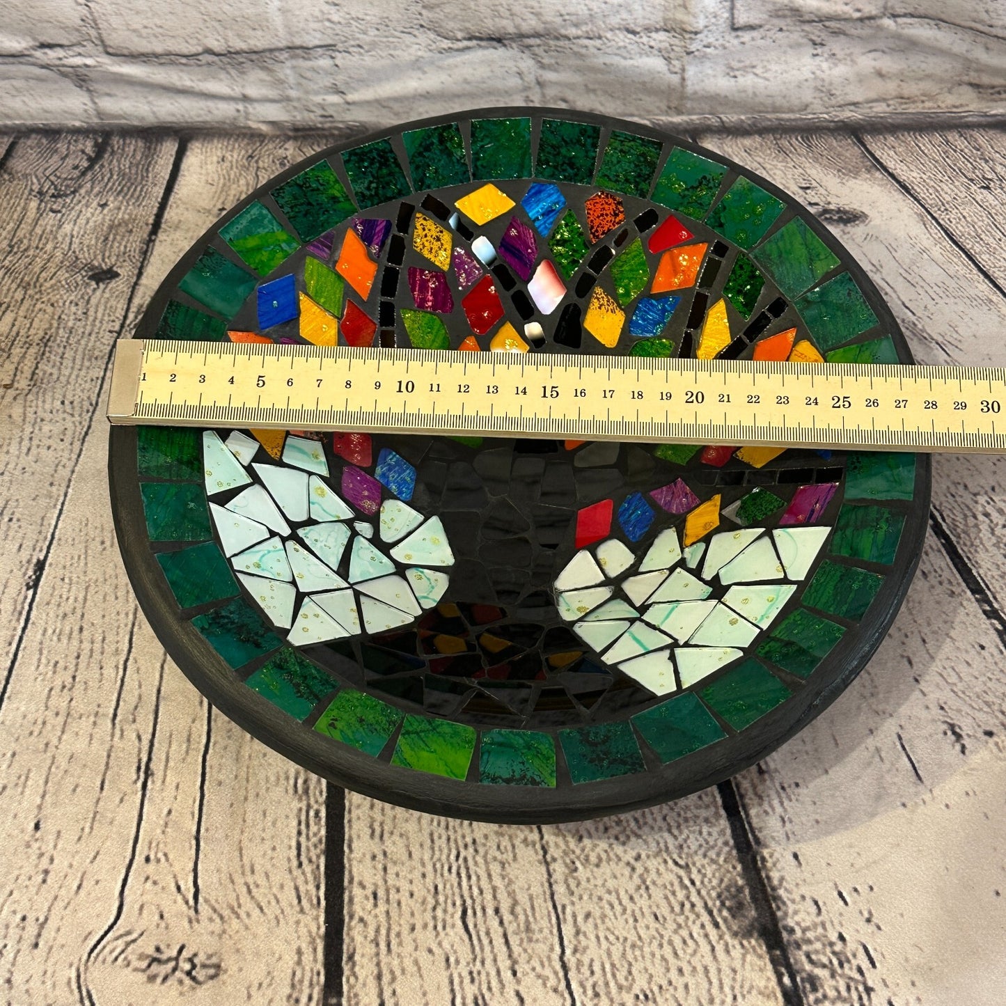 28cm Rainbow Tree Of Life Round Mosaic Handmade Ceramic Glass Tile Bowl Fruit