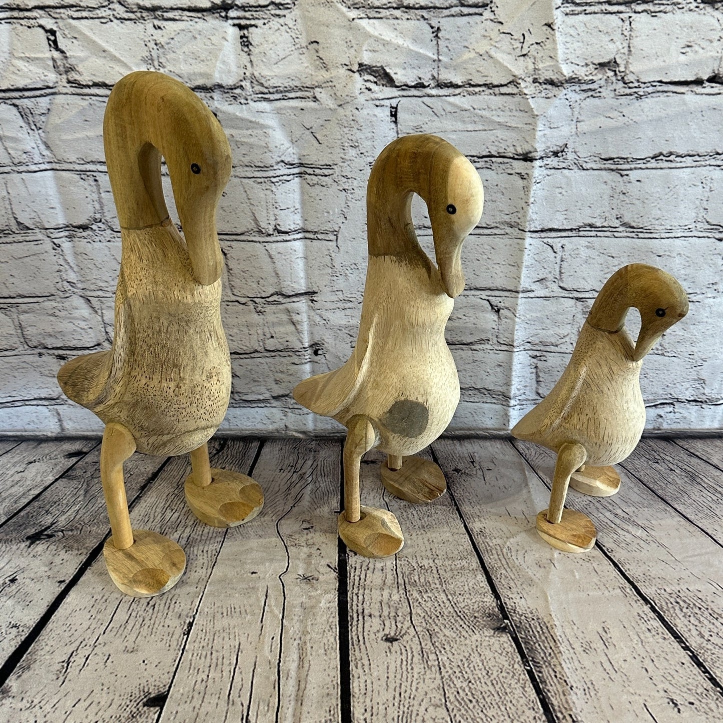 Swan Neck 30cm Tall Wooden Hairy Duckling Baby Duck Bamboo Root Fairtrade