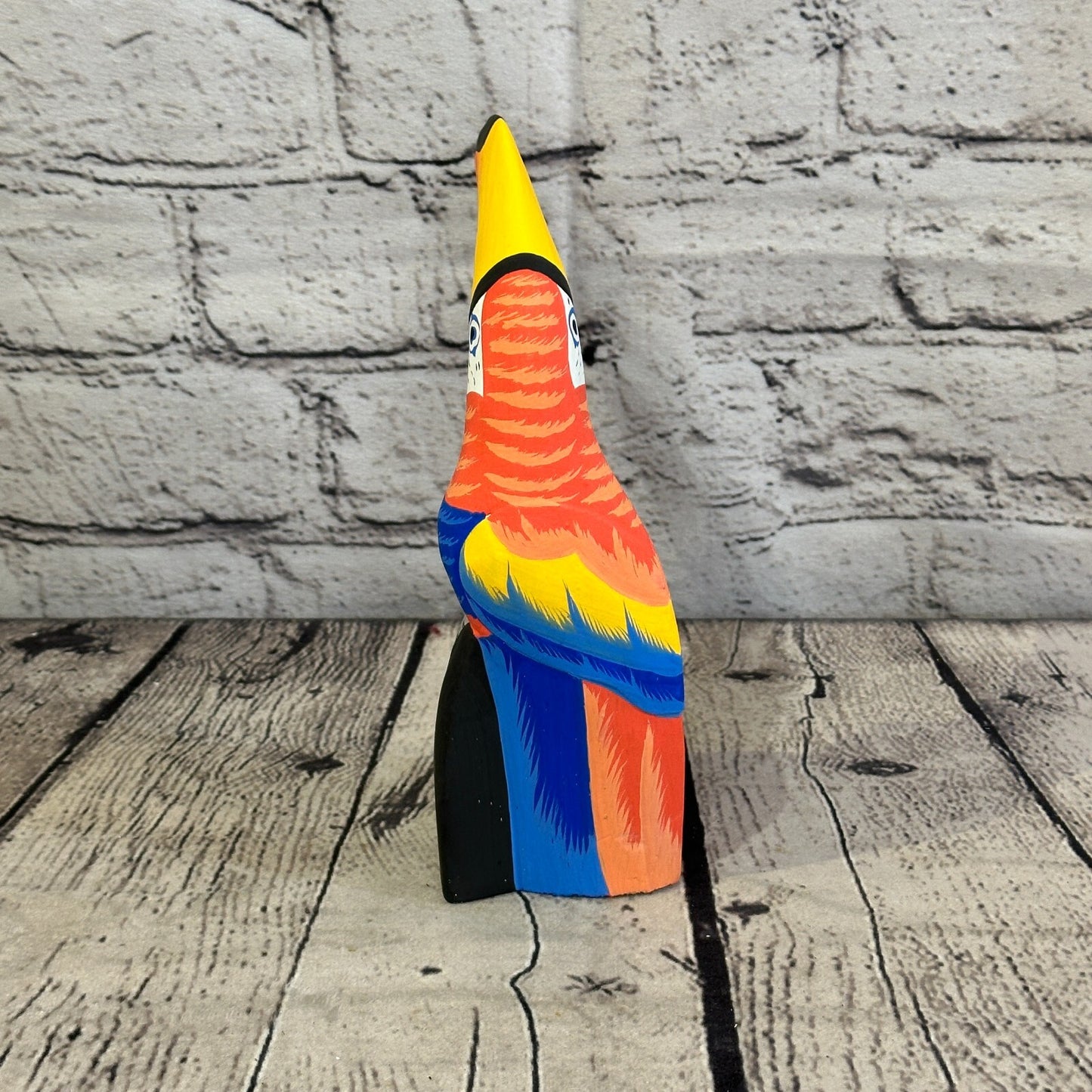 15cm Red Toucan Bird Ornament Statue Fair Trade Hand Made Carved Wood