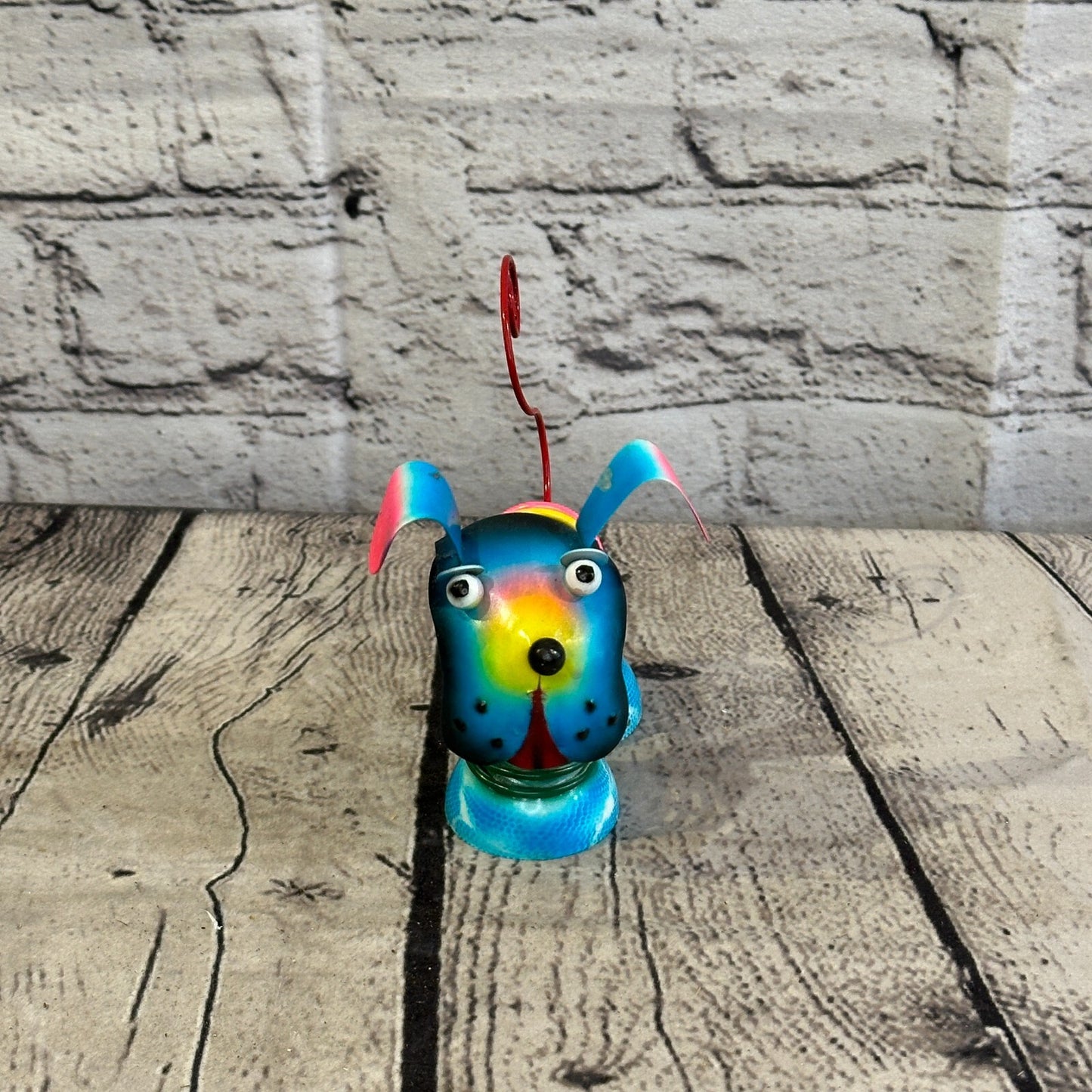 10cm x 10cm Blue Bight Colour Spring Dog Cartoon Ornament Painted Statue