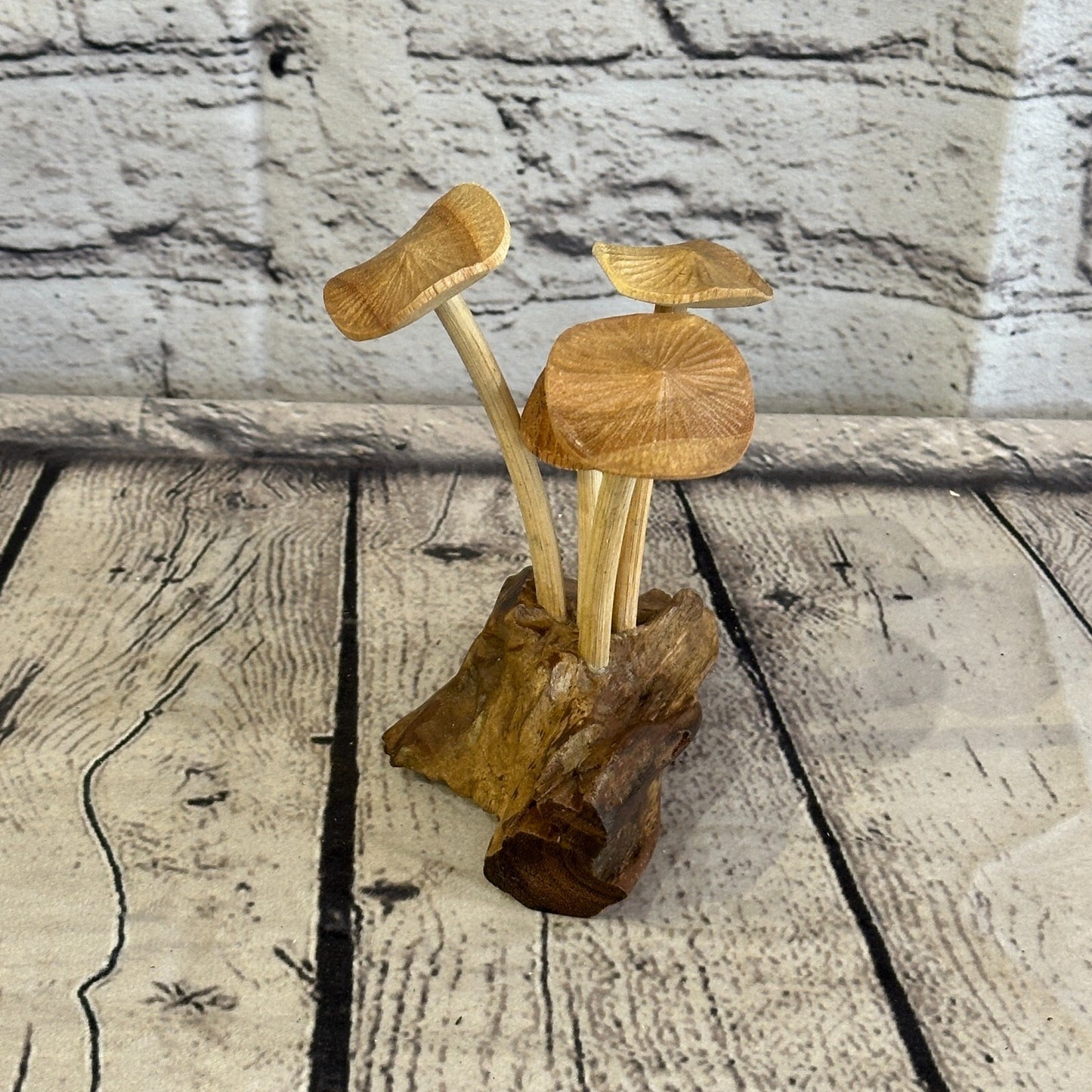Small Mushrooms Cluster Parasite Ornament Natural Carving Fairtrade Wooden