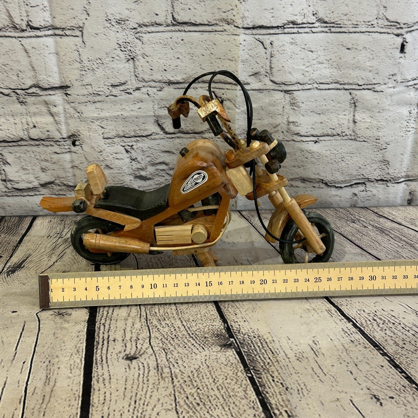 25cm Large Light Wood Motorbike Motorcycle Model Wooden Ornament Decorative Bike