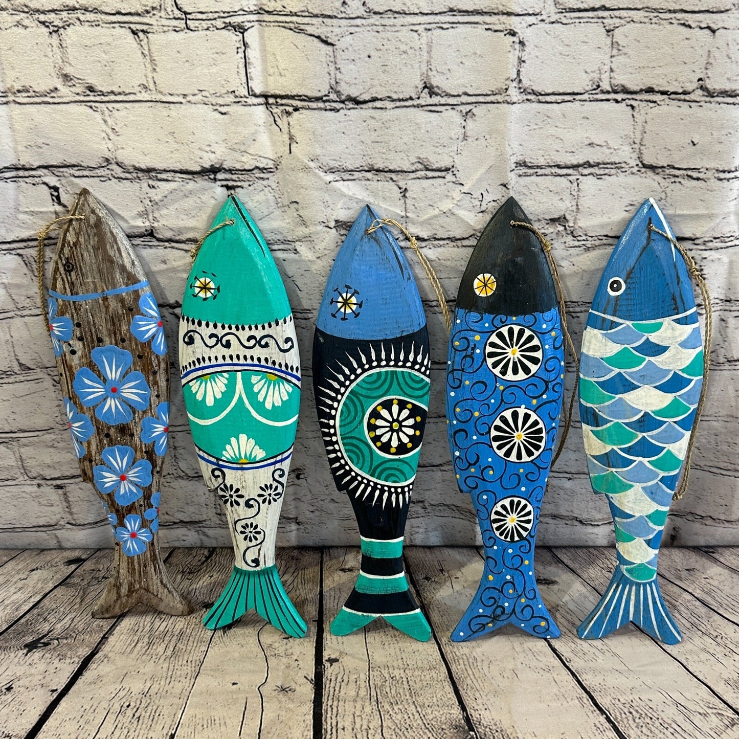 40cm Hanging Fish Hand Painted Fish Wooden Hanging Fish Coastal Decor Design 2
