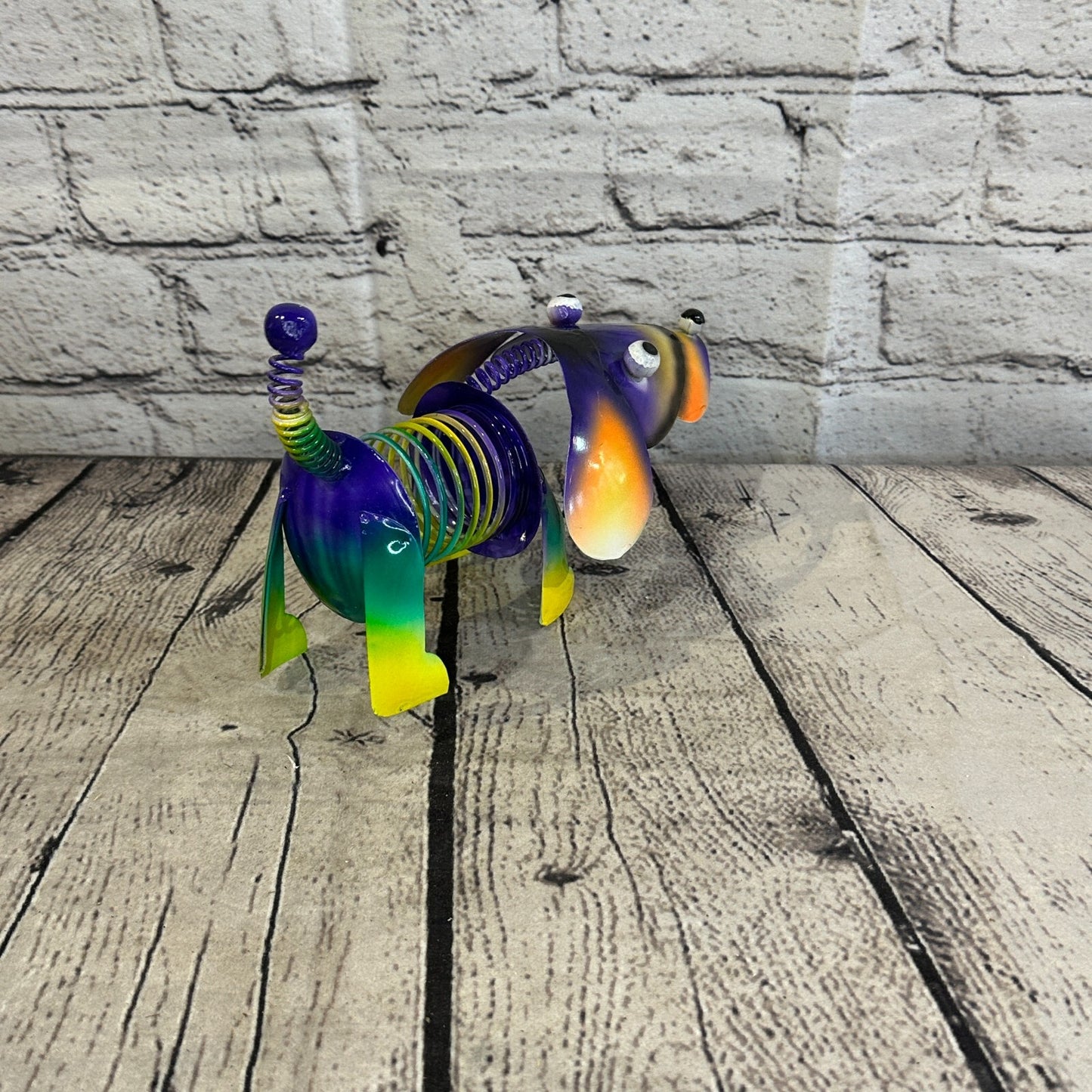 20cm x 15cm Purple Bight Colour Spring Dog Cartoon Ornament Painted Statue