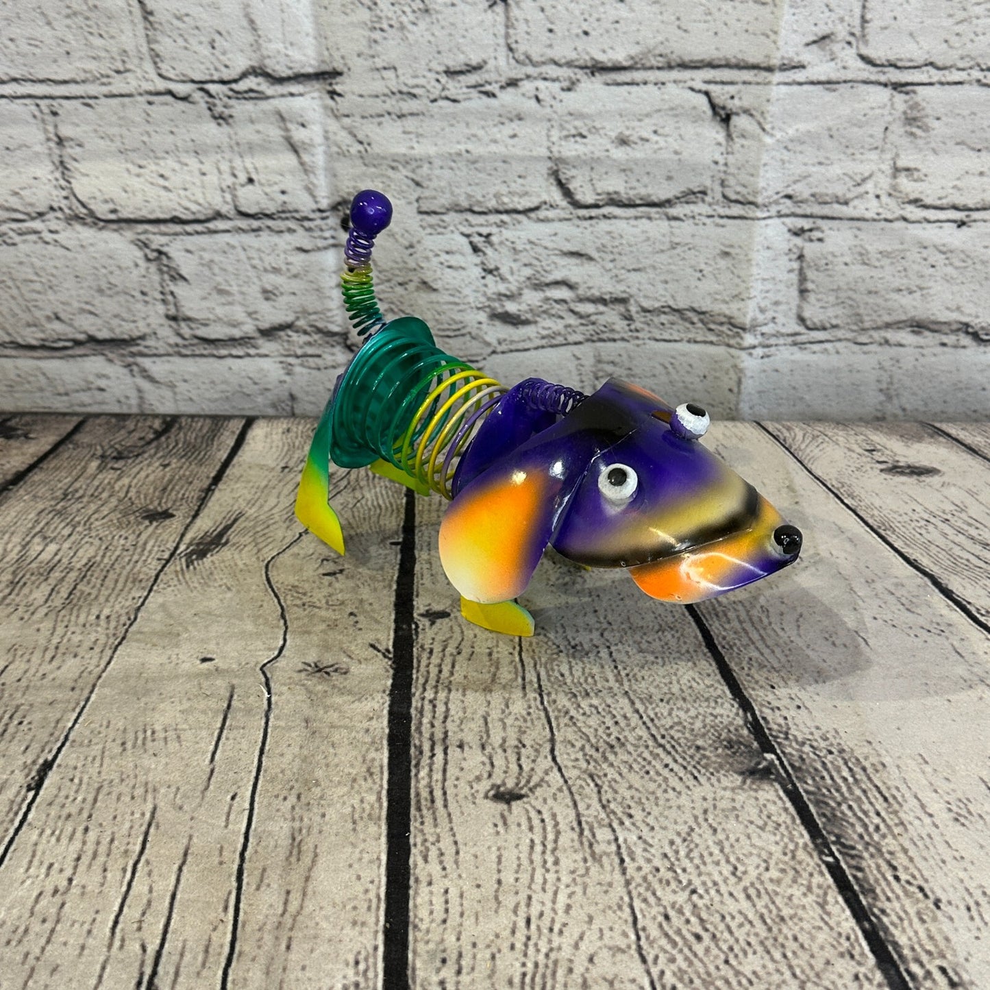 20cm x 15cm Purple Bight Colour Spring Dog Cartoon Ornament Painted Statue