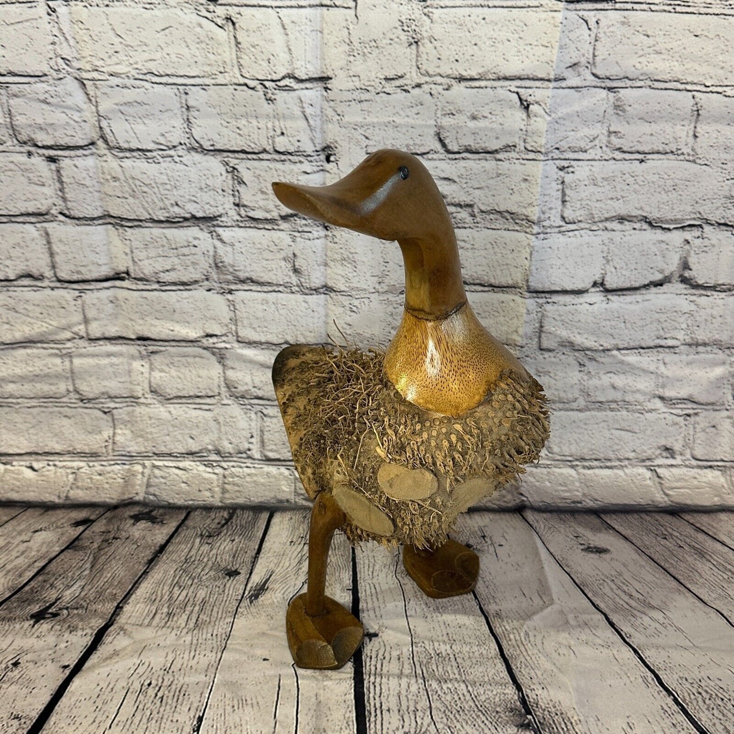 Looking Right 45cm Tall Wooden Hairy Duckling Baby Duck Bamboo Root Fairtrade