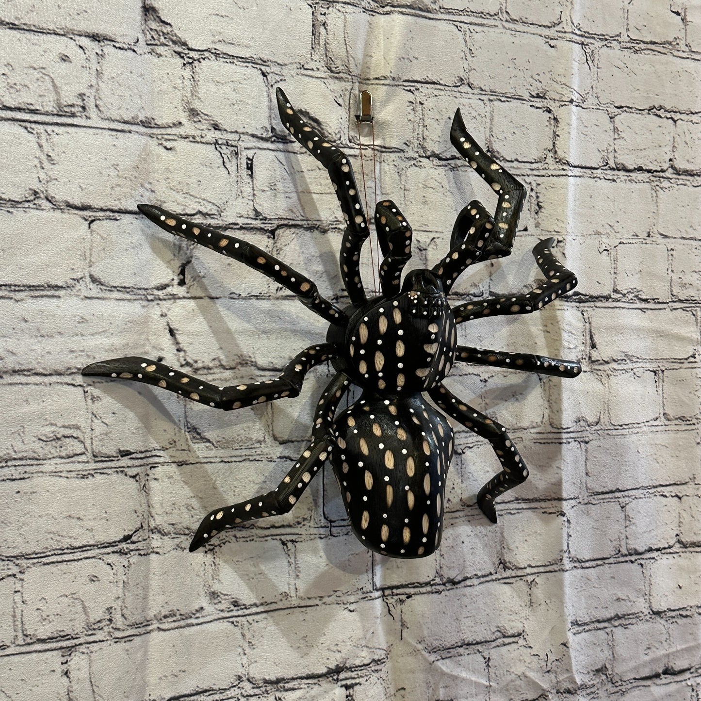 40cm x 35cm Wood Dark Spider Carving Hand Carved Walking Spider Tarantula Statue