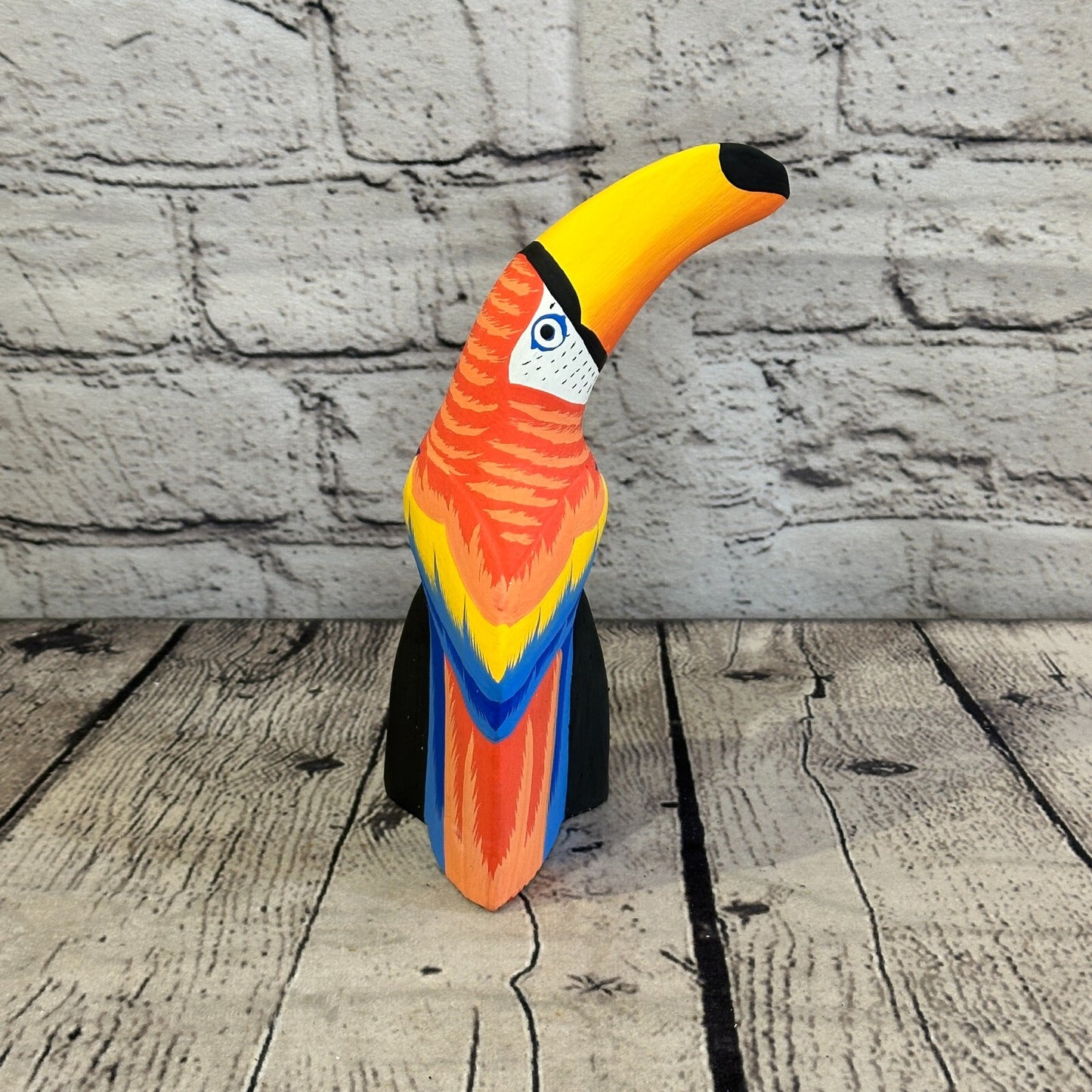 15cm Red Toucan Bird Ornament Statue Fair Trade Hand Made Carved Wood