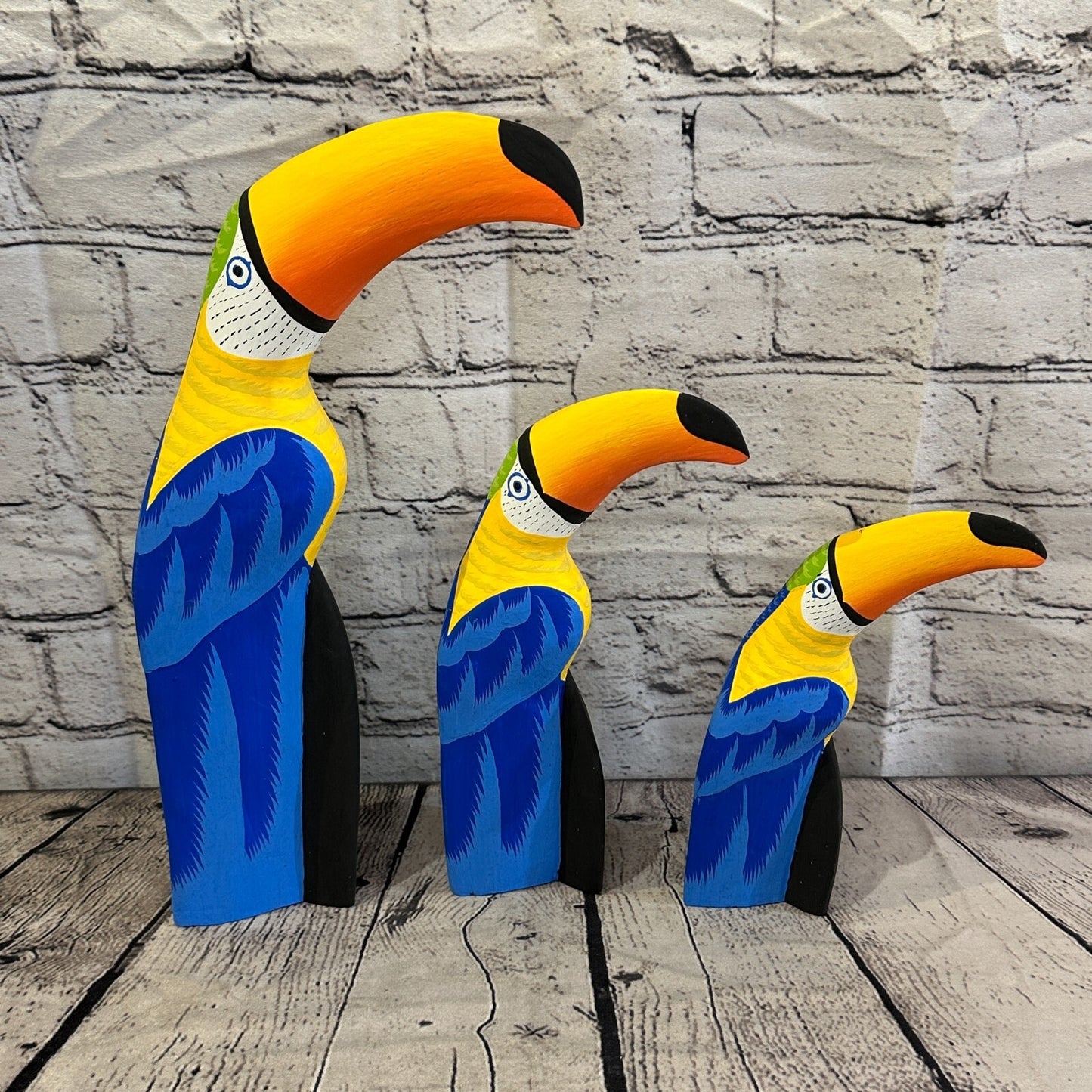 20cm Blue Toucan Bird Ornament Statue Fair Trade Hand Made Carved Wood