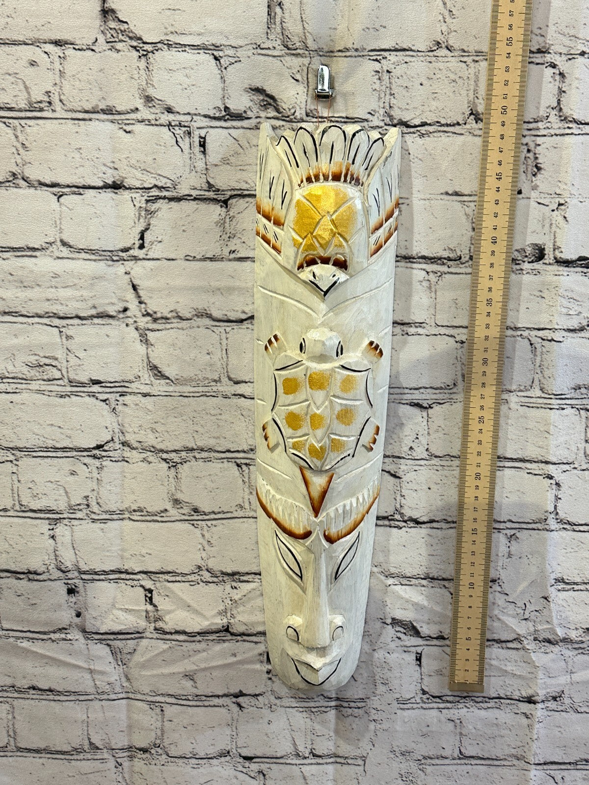 50cm White Turtle Hand Carved Fair Trade Wooden Animal Wall Art Hang Mask