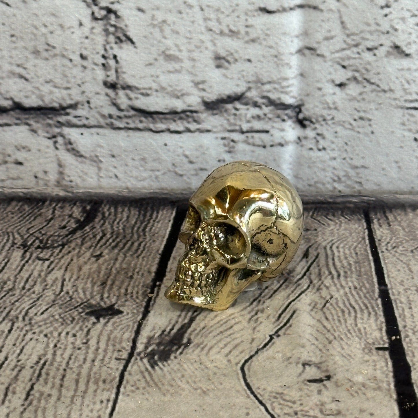 5cm x 5cm Antique Bronze Colour Skull Human Head Sculpture Ornament Home Office