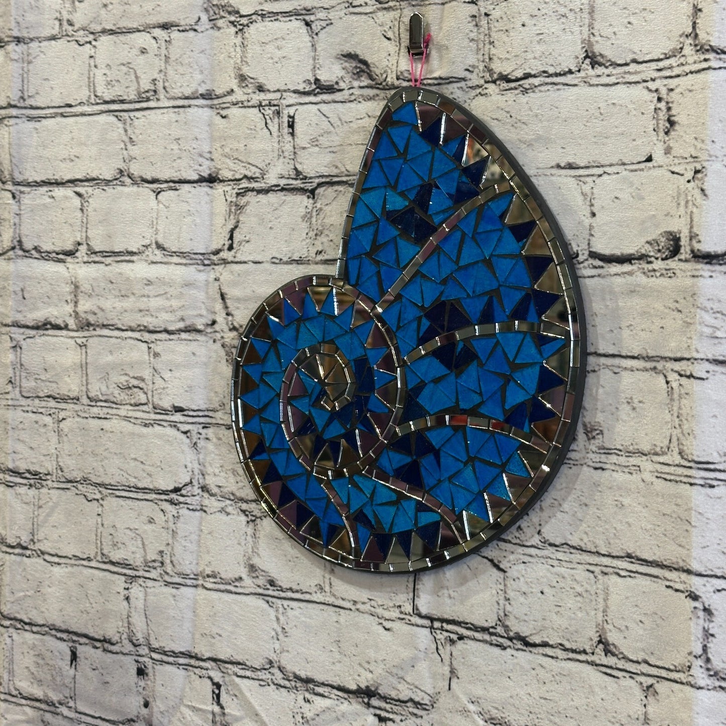 Blue Nautilus Shell Mosaic Tile Wall Mirror 30cm x 25cm Handmade New