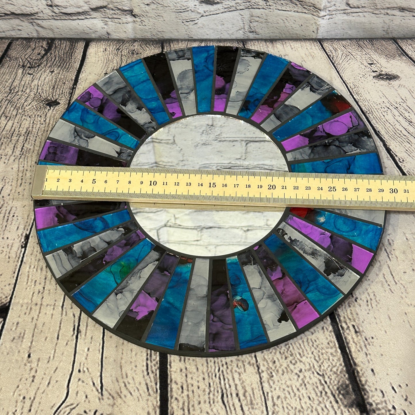 Purple Blue Line Mosaic Tile Wall Mirror 30cm x 30cm 12 Inches Handmade New