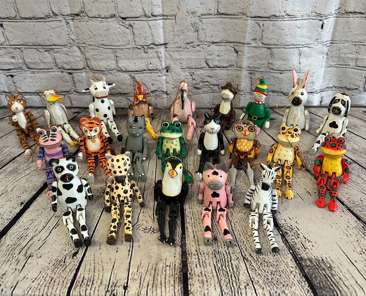 10cm Spotty Dog Sitting Animal, Wooden Shelf Ornament Handmade and Fairtrade