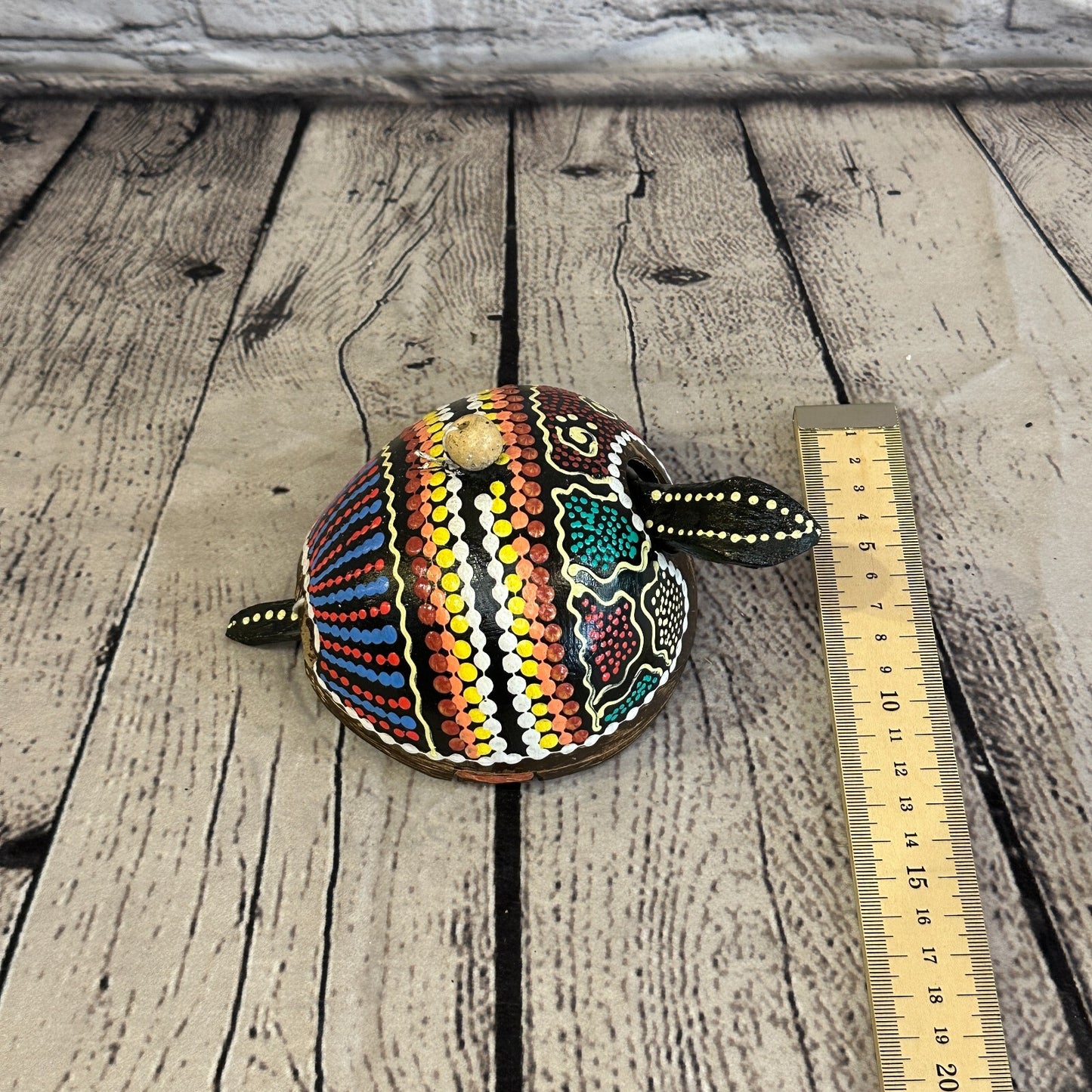Pull Back Carved Coconut Shell Nodder Bobble Head Tail Sea Turtle Tortoise