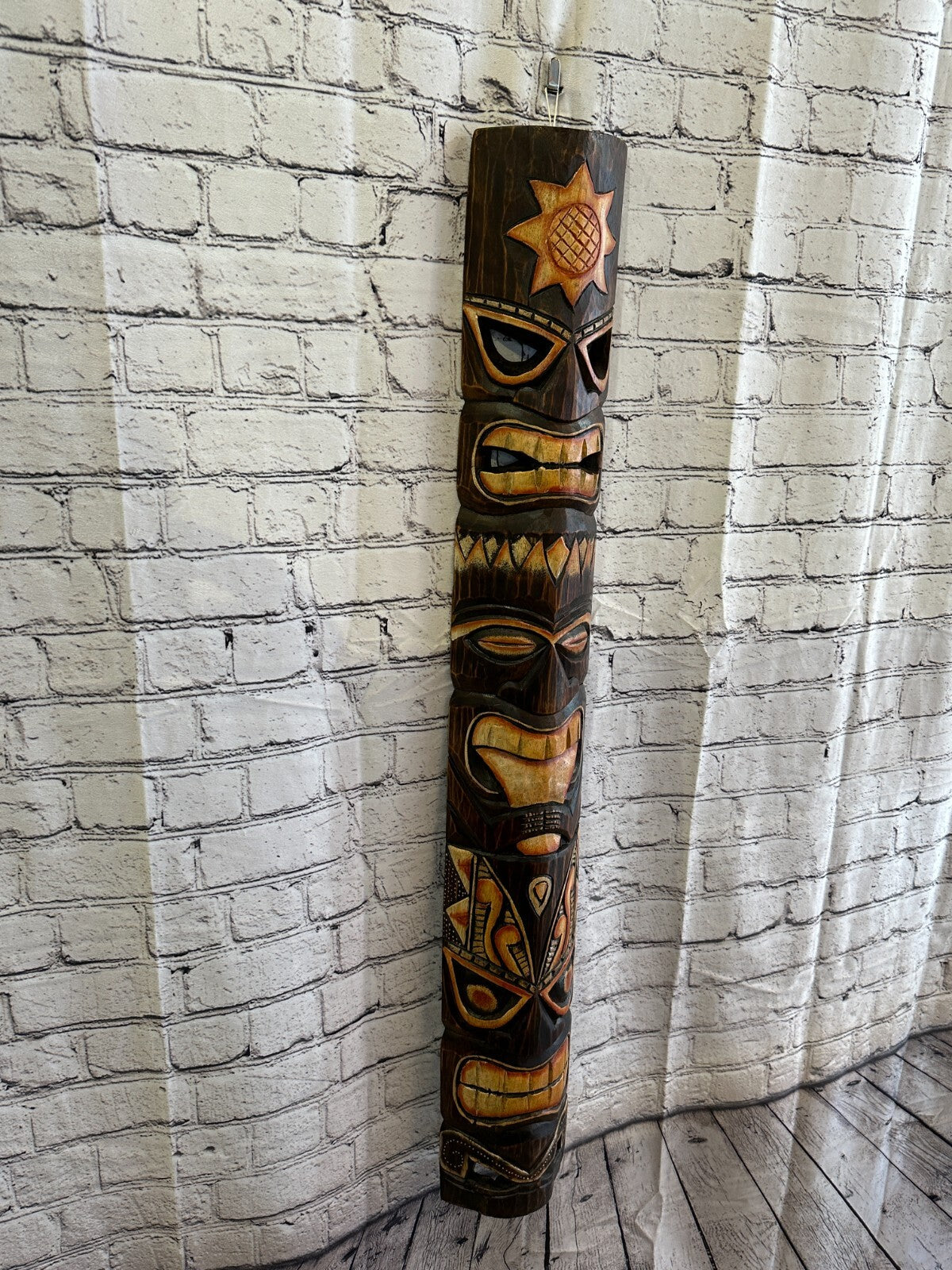 100cm Tiki Bar Mask Sign Decoration Wall Hanging Mask Wood Carving Design 3
