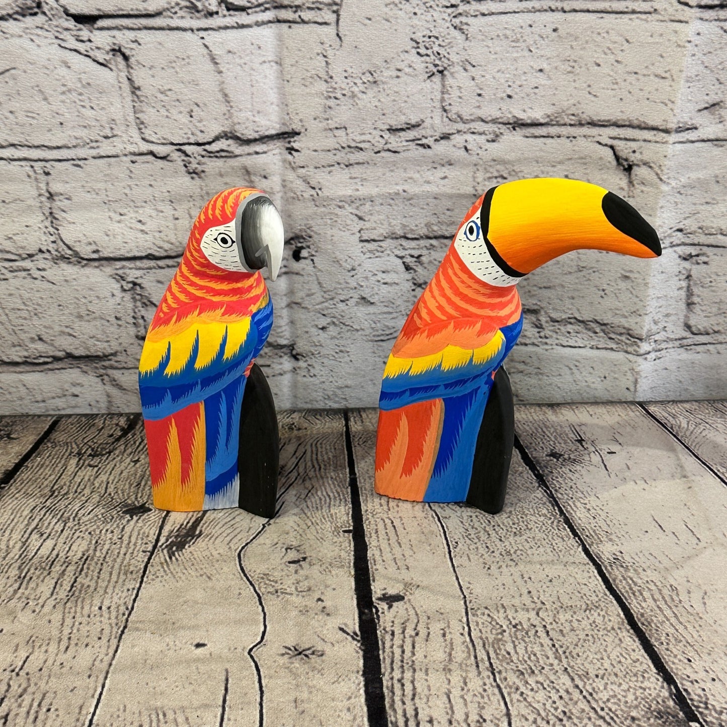 30cm Red Toucan Bird Ornament Statue Fair Trade Hand Made Carved Wood