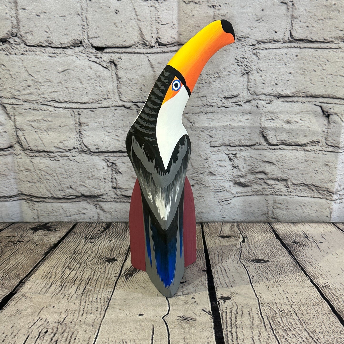 20cm Black Toucan Bird Ornament Statue Fair Trade Hand Made Carved Wood
