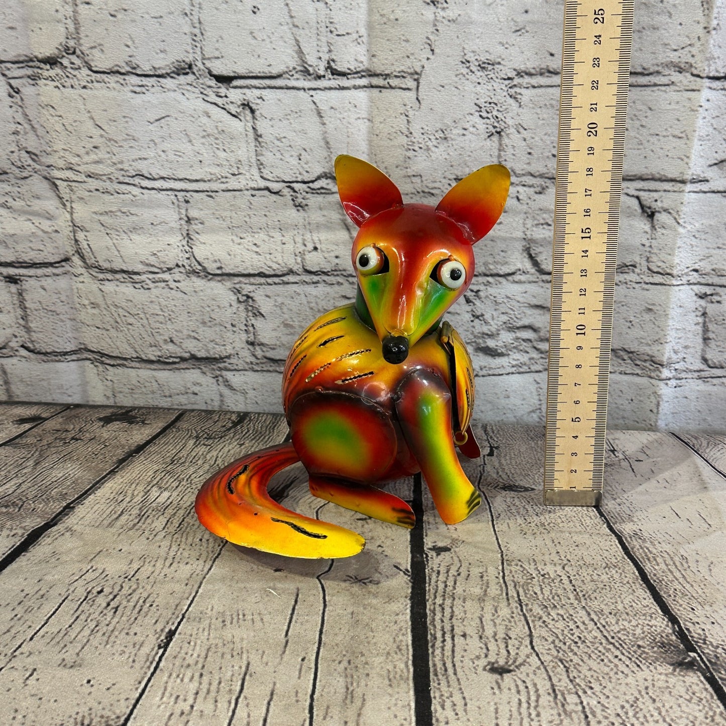 18cm x 14cm Orange Colour Fox Cartoon Ornament Painted Statue Candle Holder