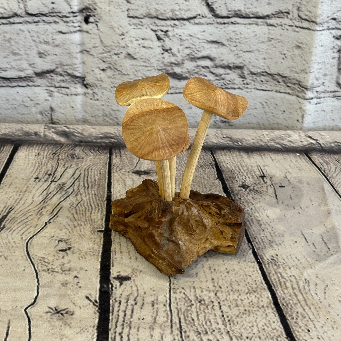 Small Mushrooms Cluster Parasite Ornament Natural Carving Fairtrade Wooden