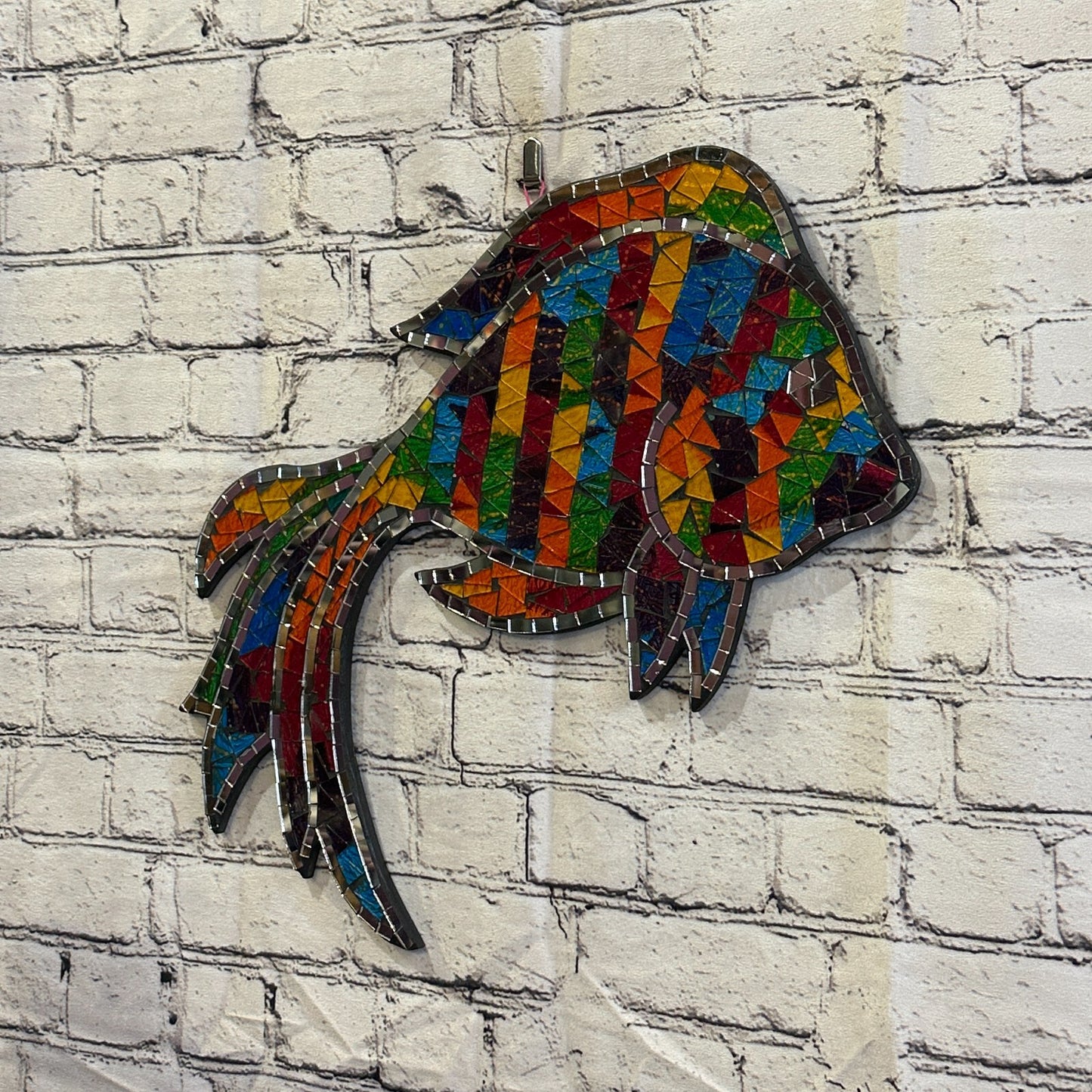 Rainbow Angel Tropical Fish Mosaic Tile Wall Mirror 40cm x 40cm Handmade New