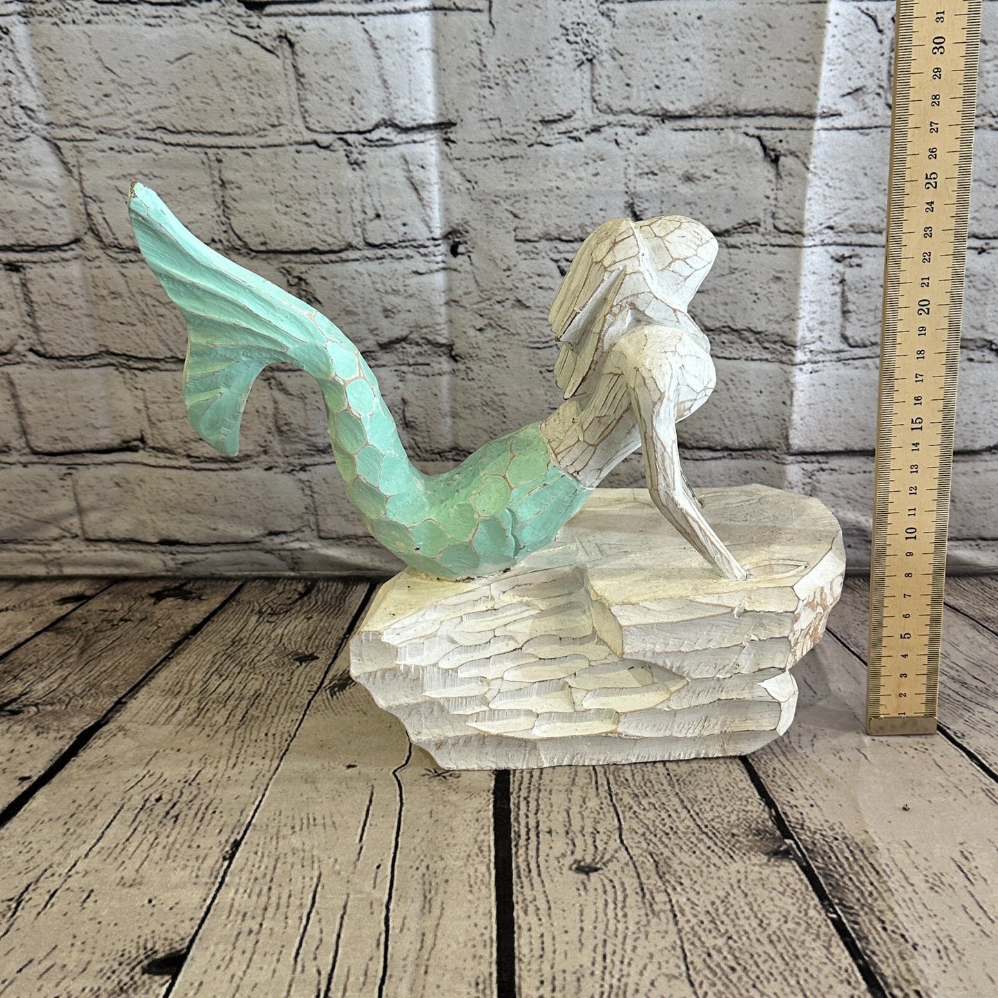 25cm Laying Front Wooden Mermaid Wall Decor Nautical Wood Mermaid Wall Sculpture