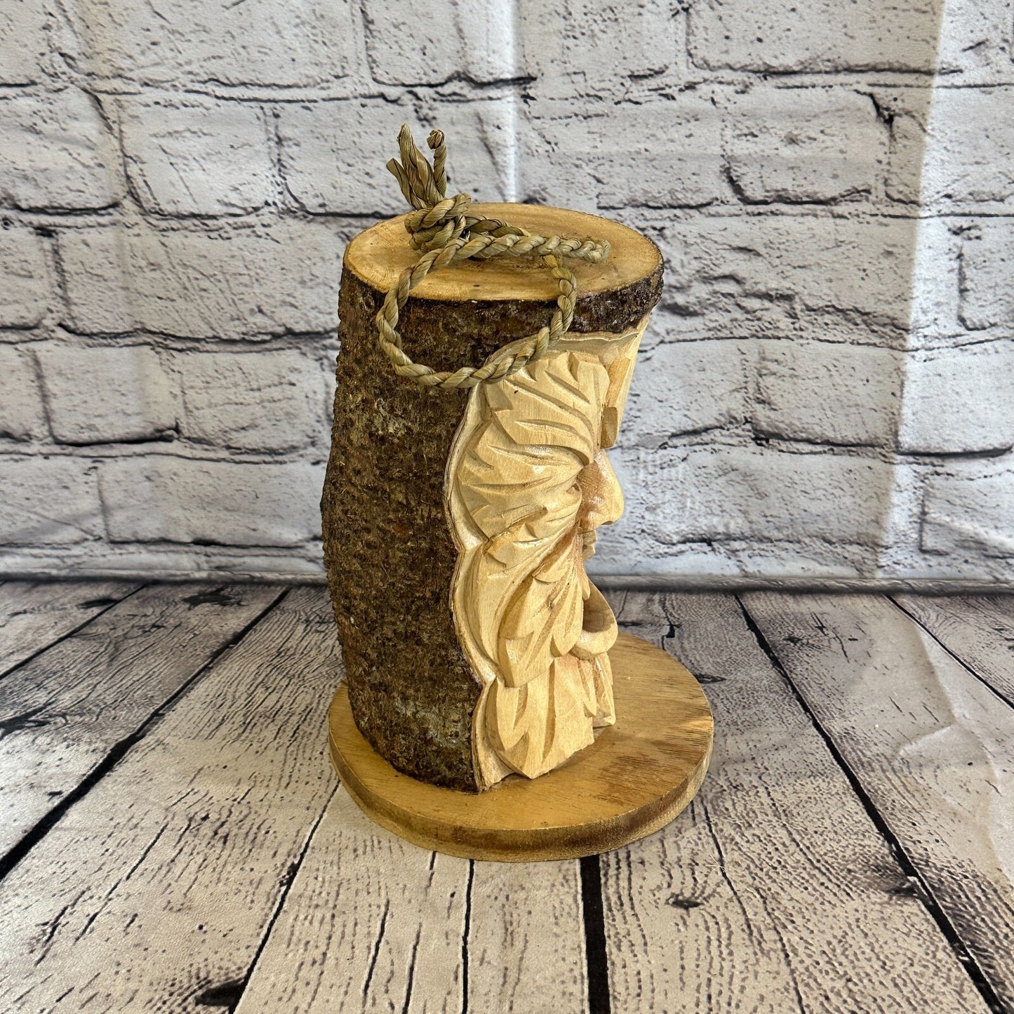 Bird House Green Man Of The Woods 25cm Hand Carved Tree Trunk Wood Fairtrade