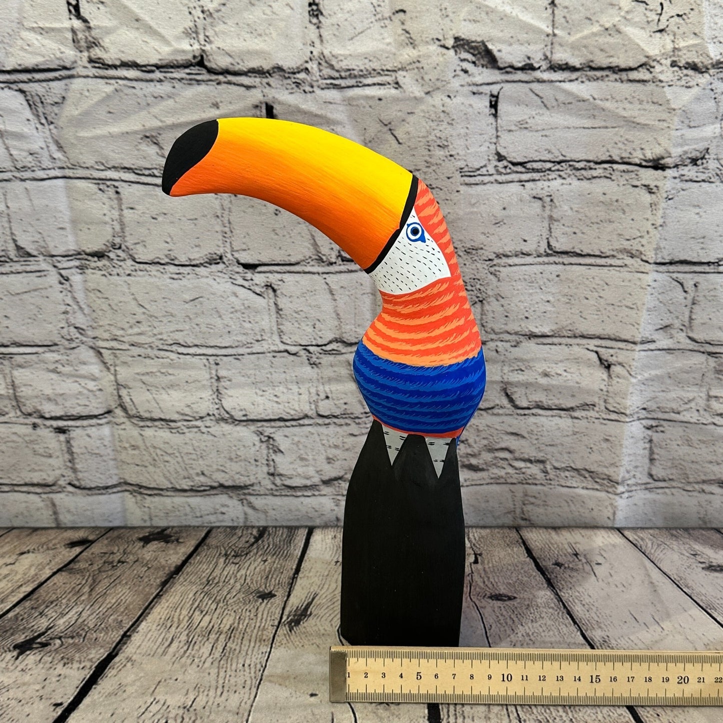 30cm Red Toucan Bird Ornament Statue Fair Trade Hand Made Carved Wood
