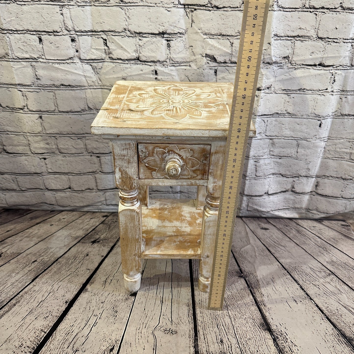 40cm x 25cm Cream 1 Draw Wooden Side Cabinet Living Hallway Storage Furniture