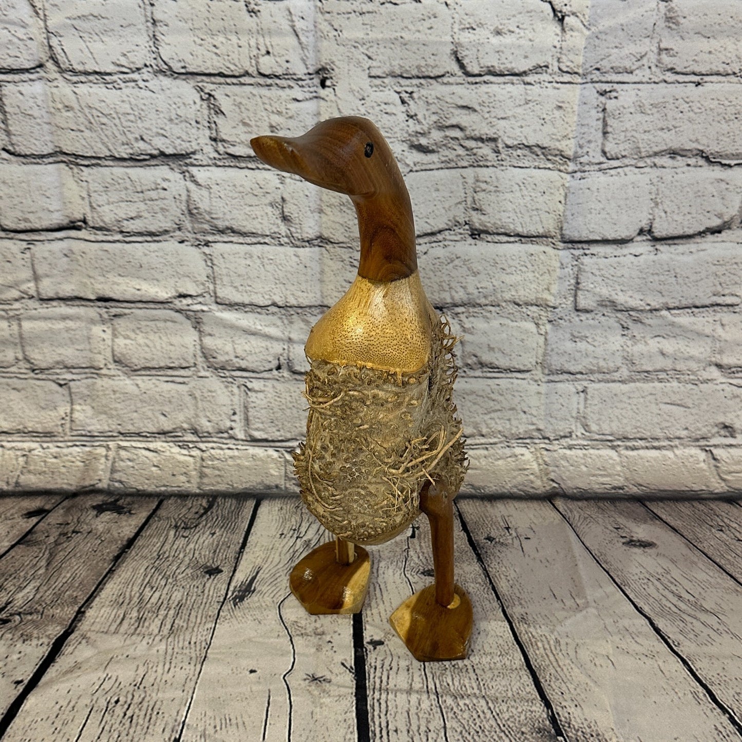 Looking Forward 40cm Tall Wooden Hairy Duckling Baby Duck Bamboo Root Fairtrade