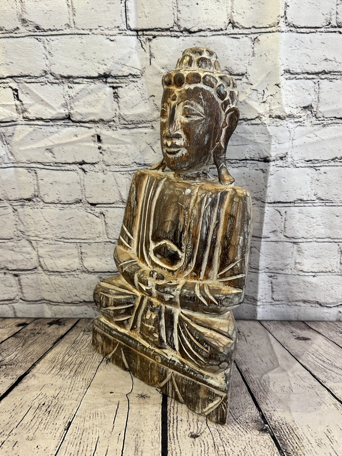 40cm x 20cm Brown Buddha Wooden Standing Statue Figurine Ornament Fair Trade
