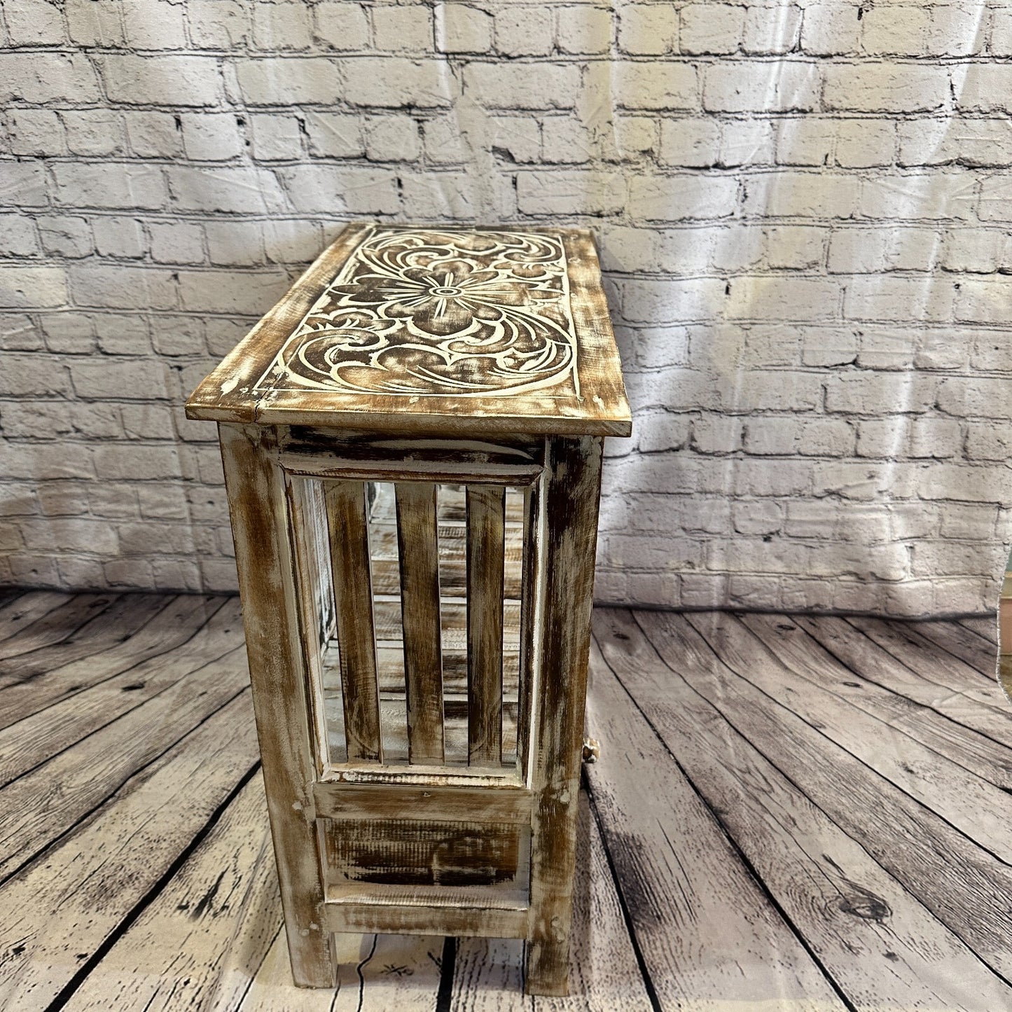 60cm x 60cm Brown 2 Draw Wooden Side Cabinet Living Hallway Storage Furniture