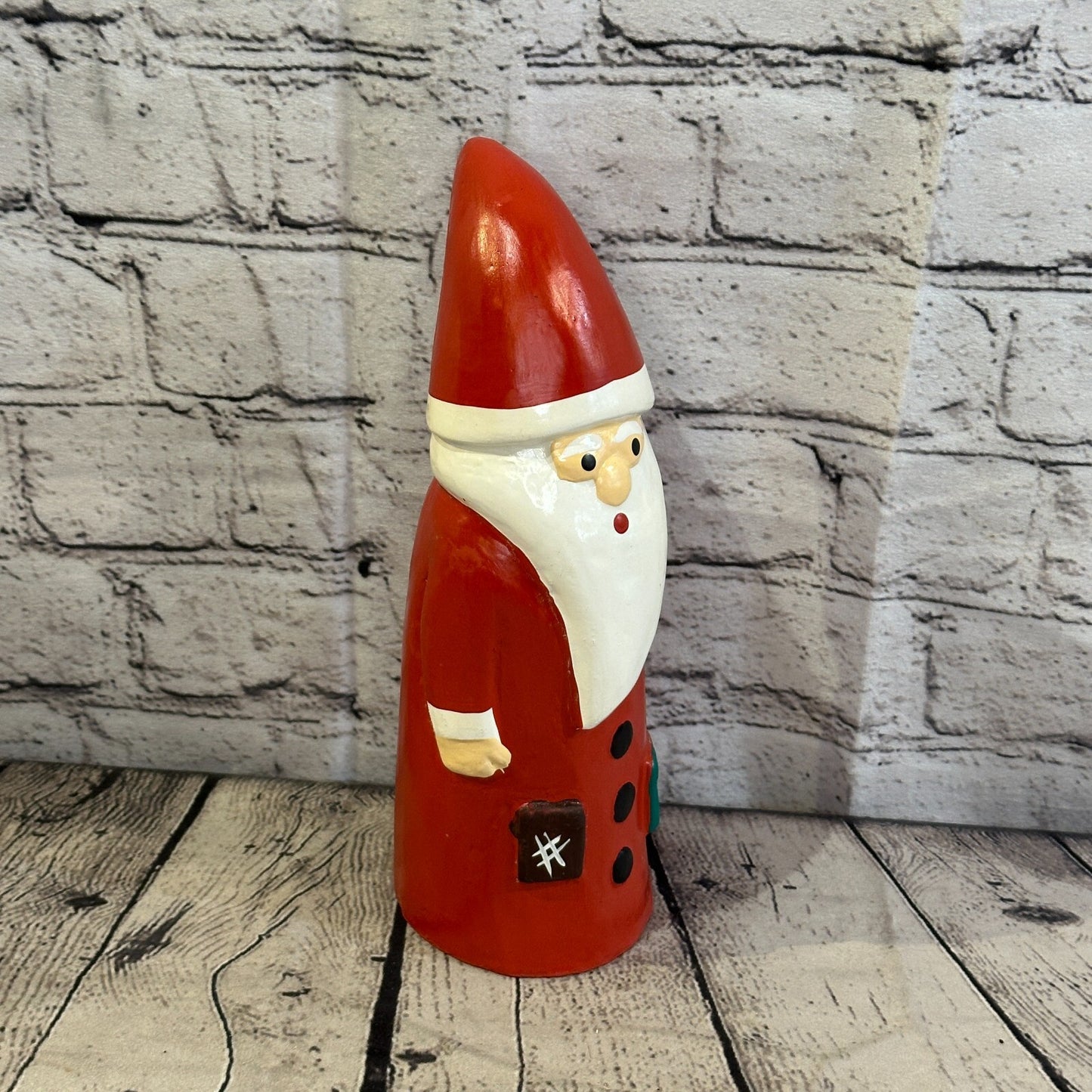 25cm x 8cm Red Pointy Hat Santa Claus Handcrafted Wood Xmas Christmas Ornament
